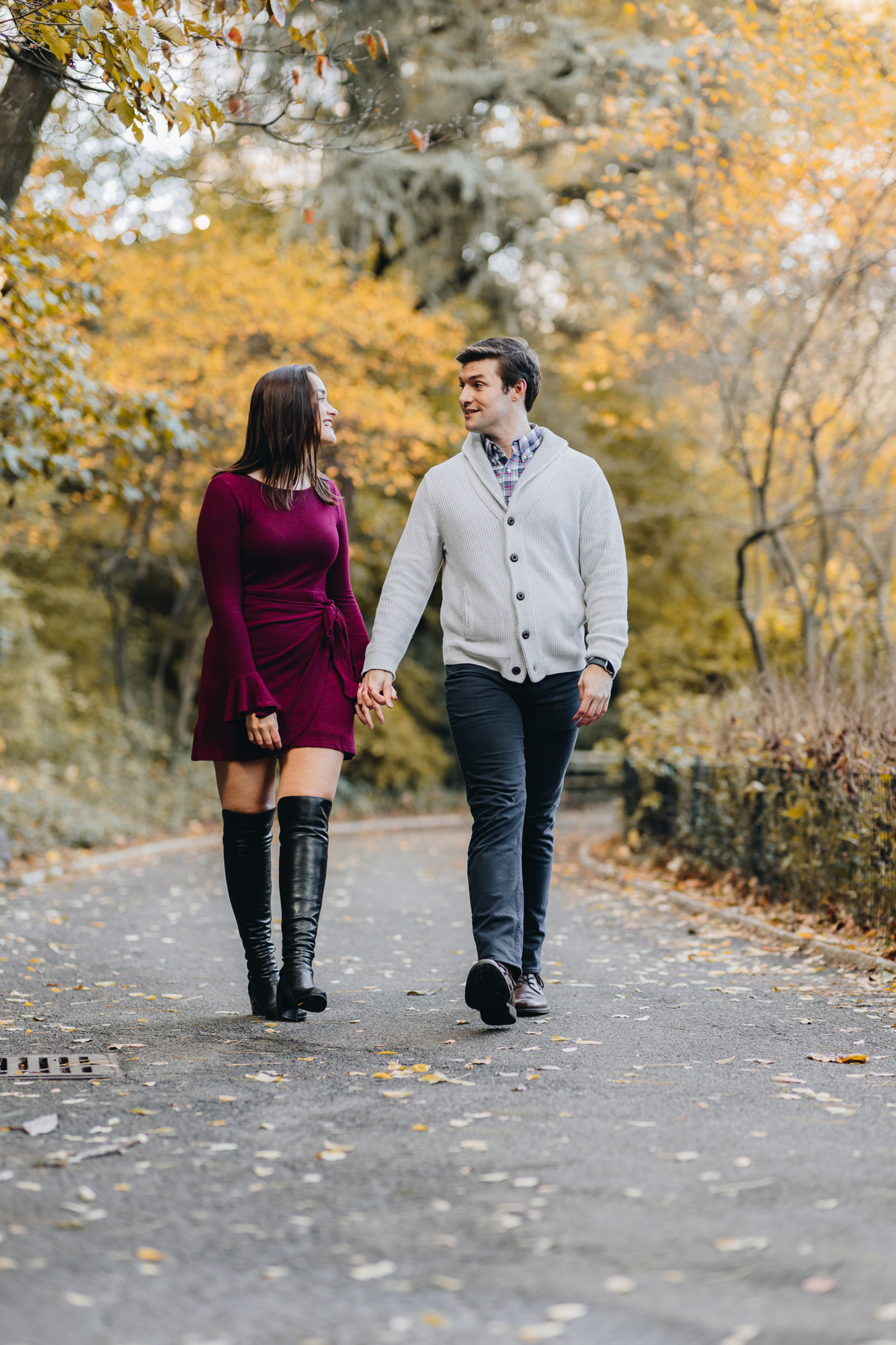 Documentary Fall Engagement Photos in Central Park New York