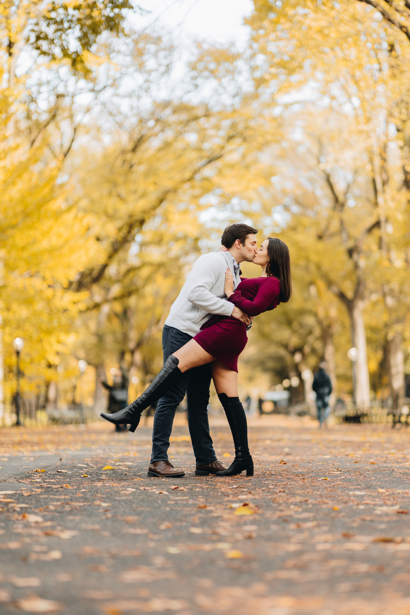 Colorful Fall Engagement Photos in Central Park New York