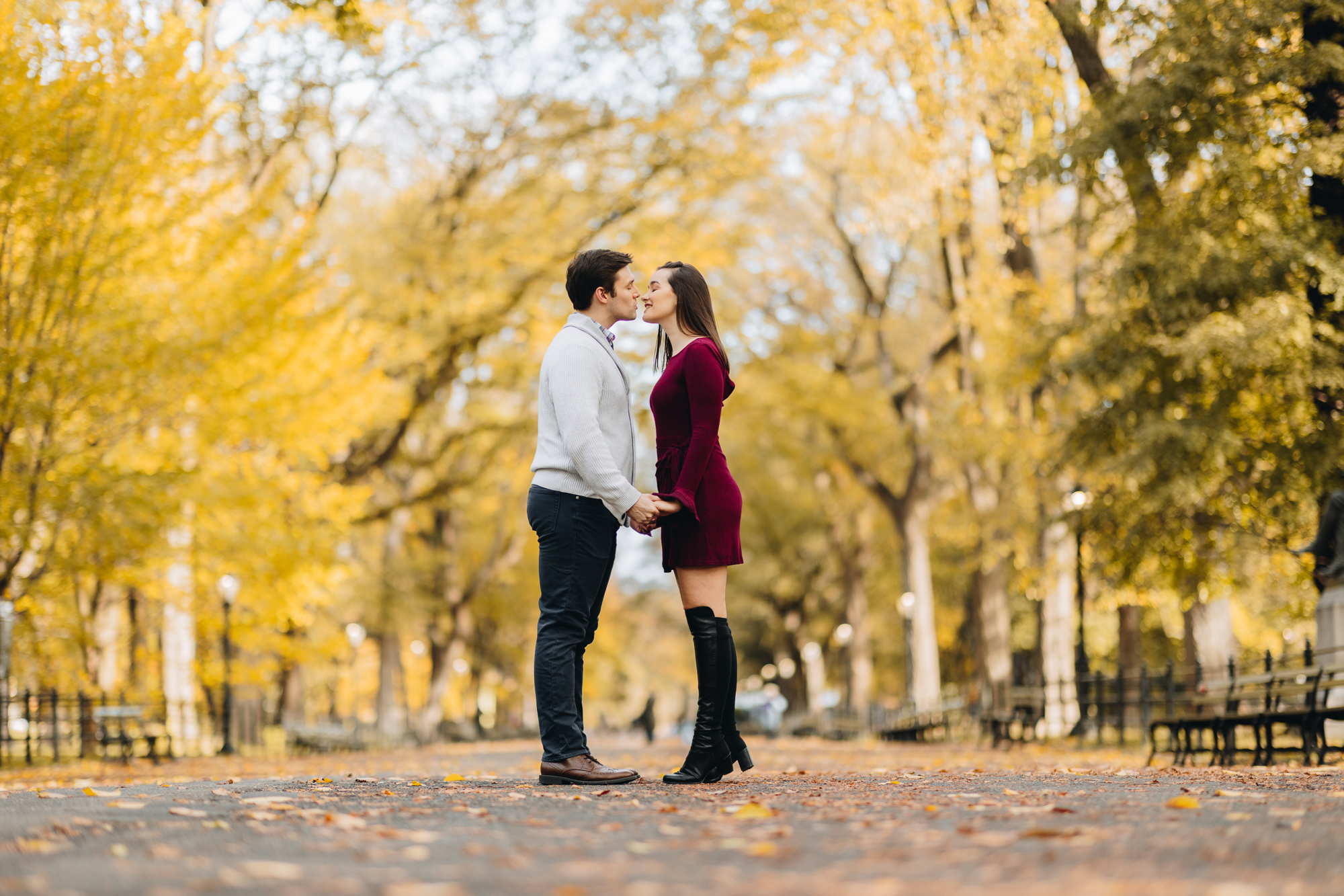Dazzling Fall Engagement Photos in Central Park New York