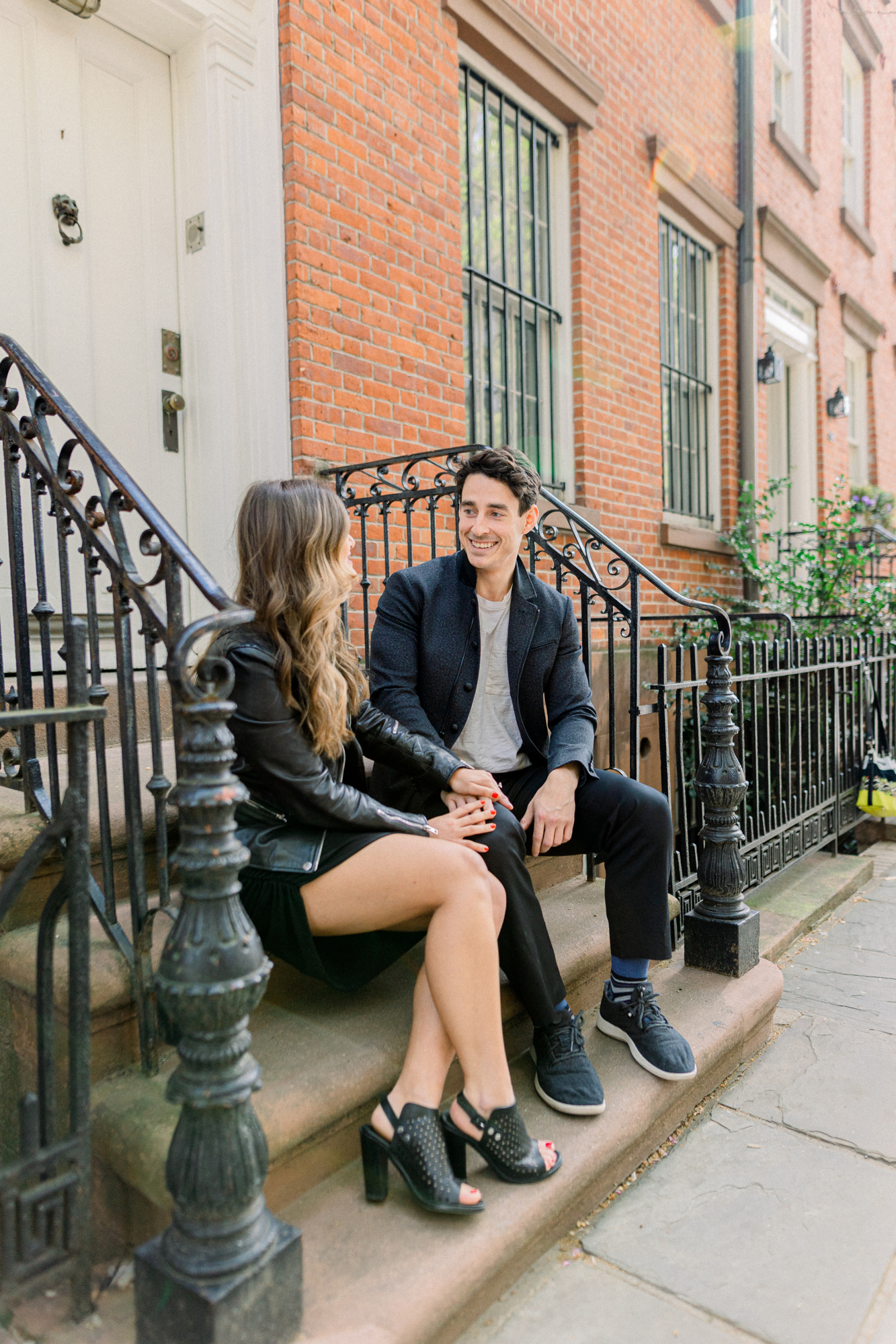 Charming West Village Engagement Photos with Spring Blossoms