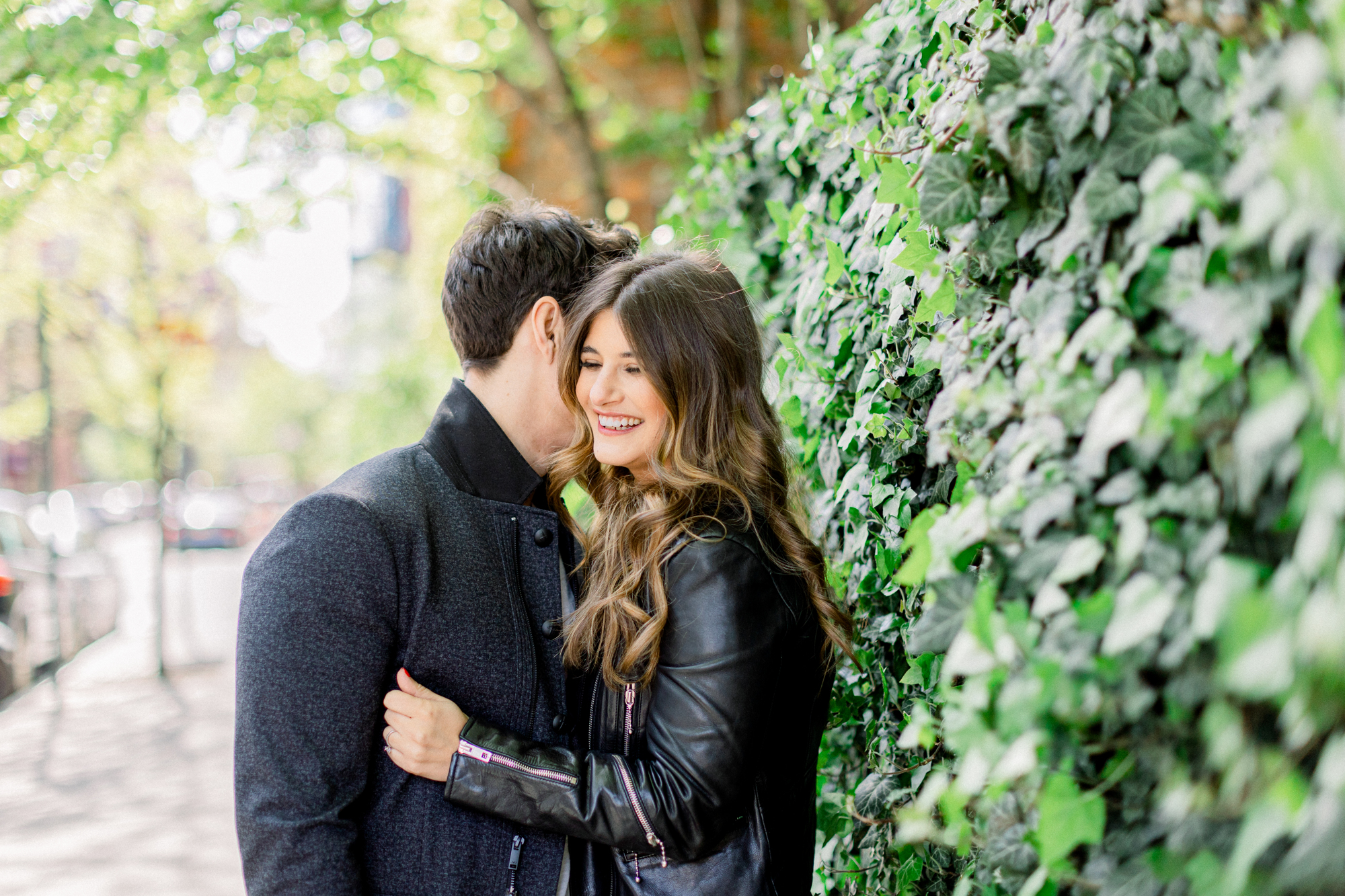 Sweet West Village Engagement Photos with Spring Blossoms