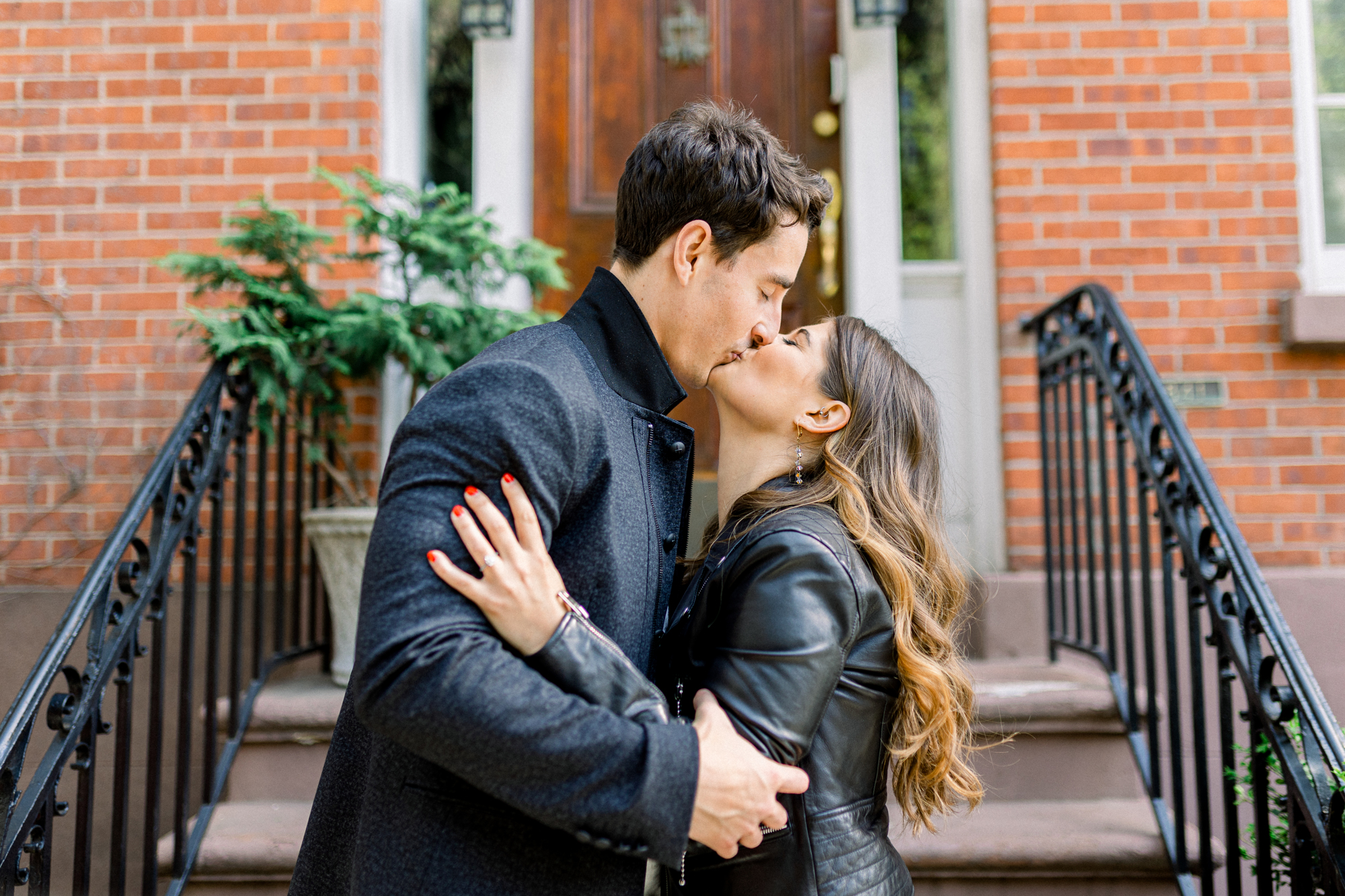 Intimate West Village Engagement Photos with Spring Blossoms