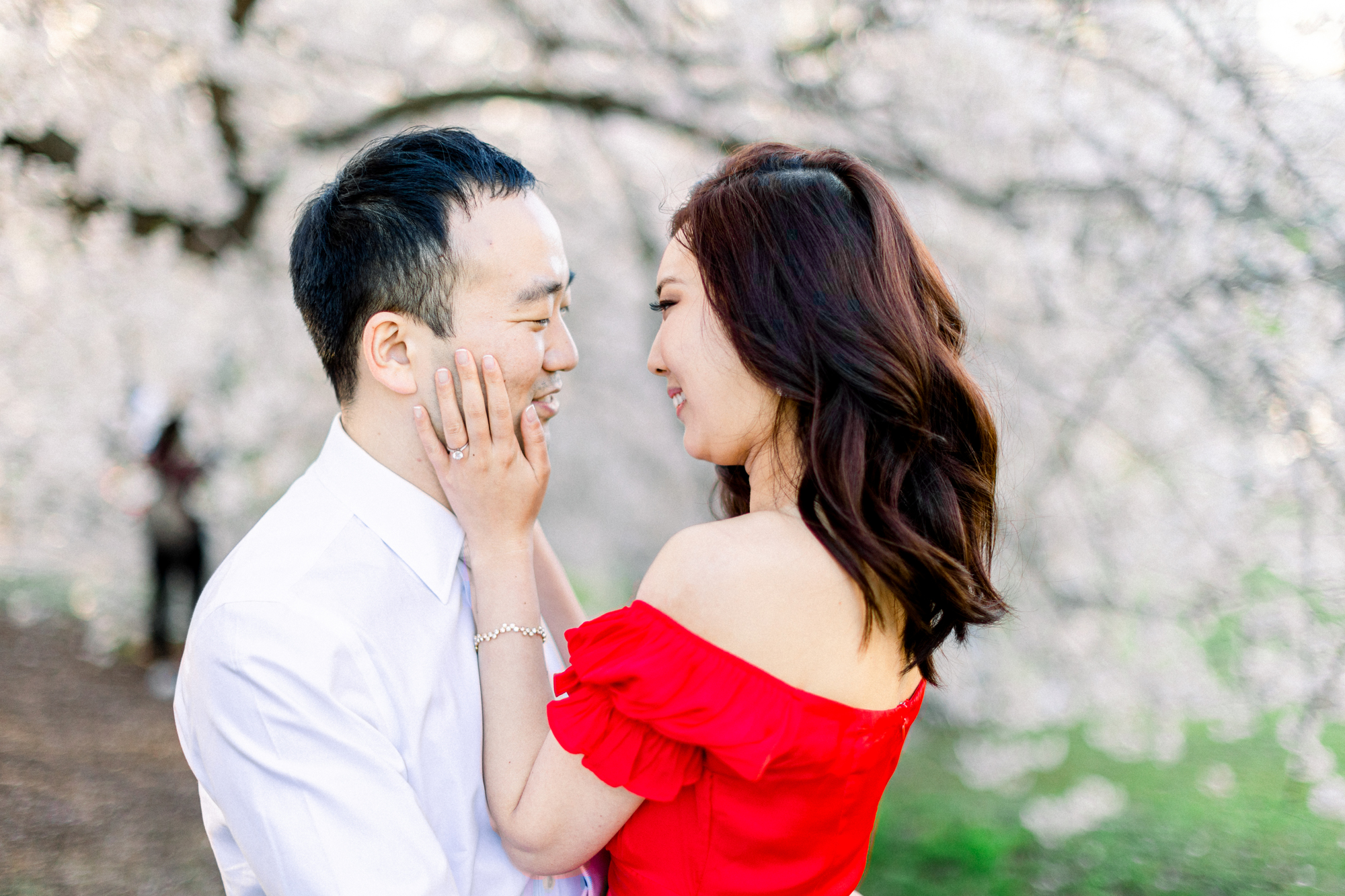 Sweet NYC Engagement Photography with Spring Blossoms