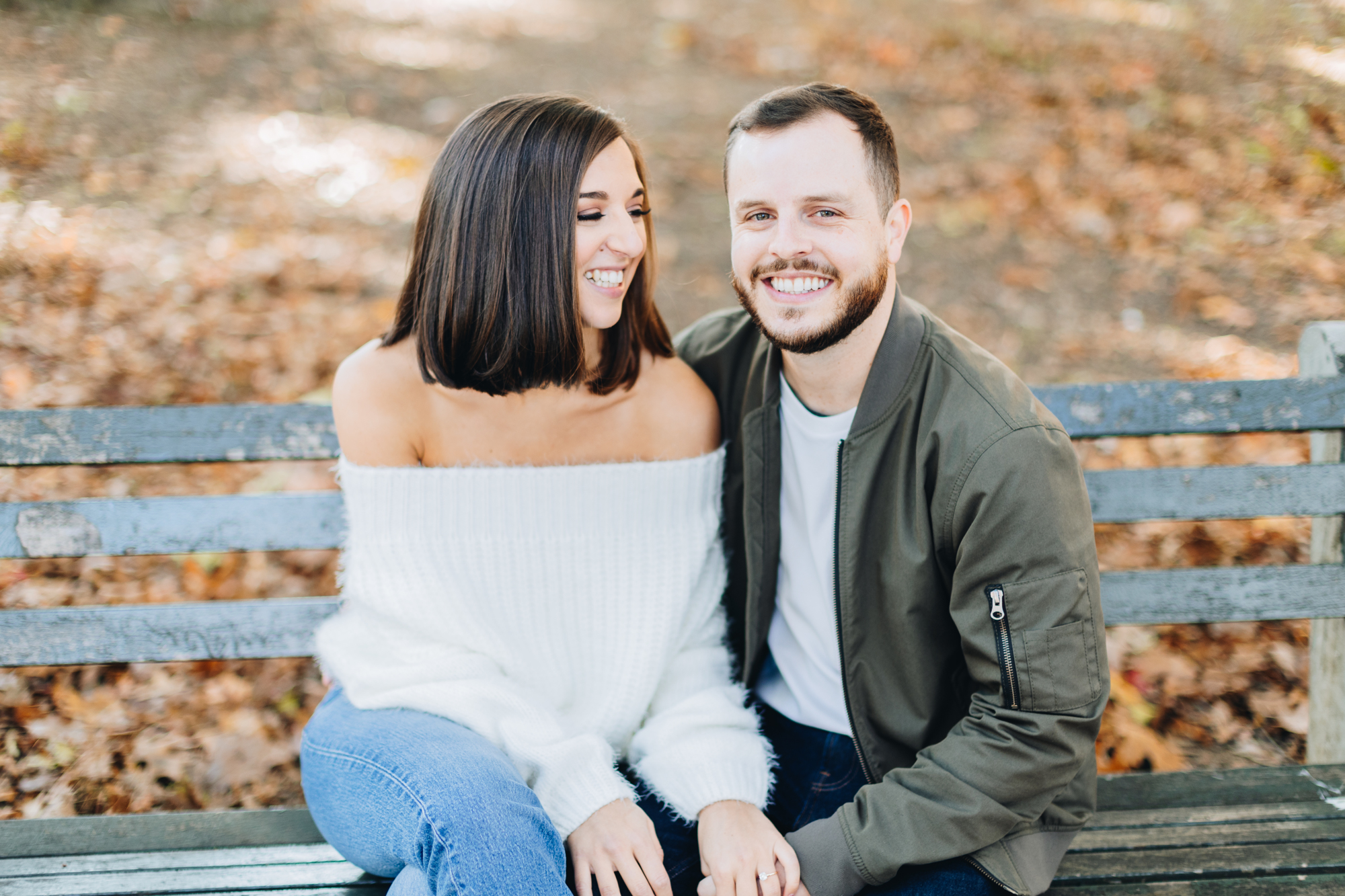 Aesthetic Fall Engagement Photos in Astoria Park, Queens, New York