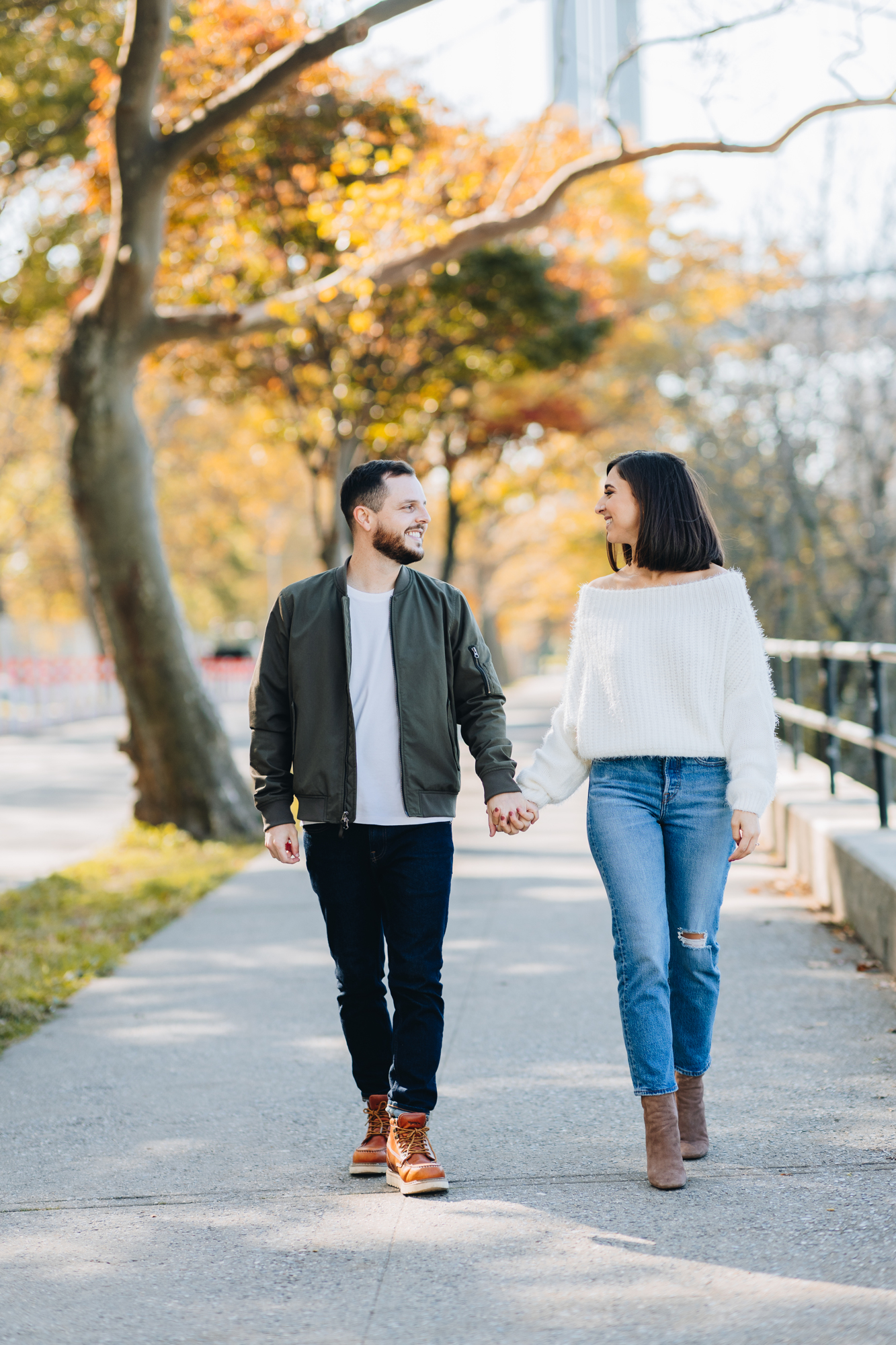 Romantic Fall Engagement Photos in Astoria Park, Queens, New York