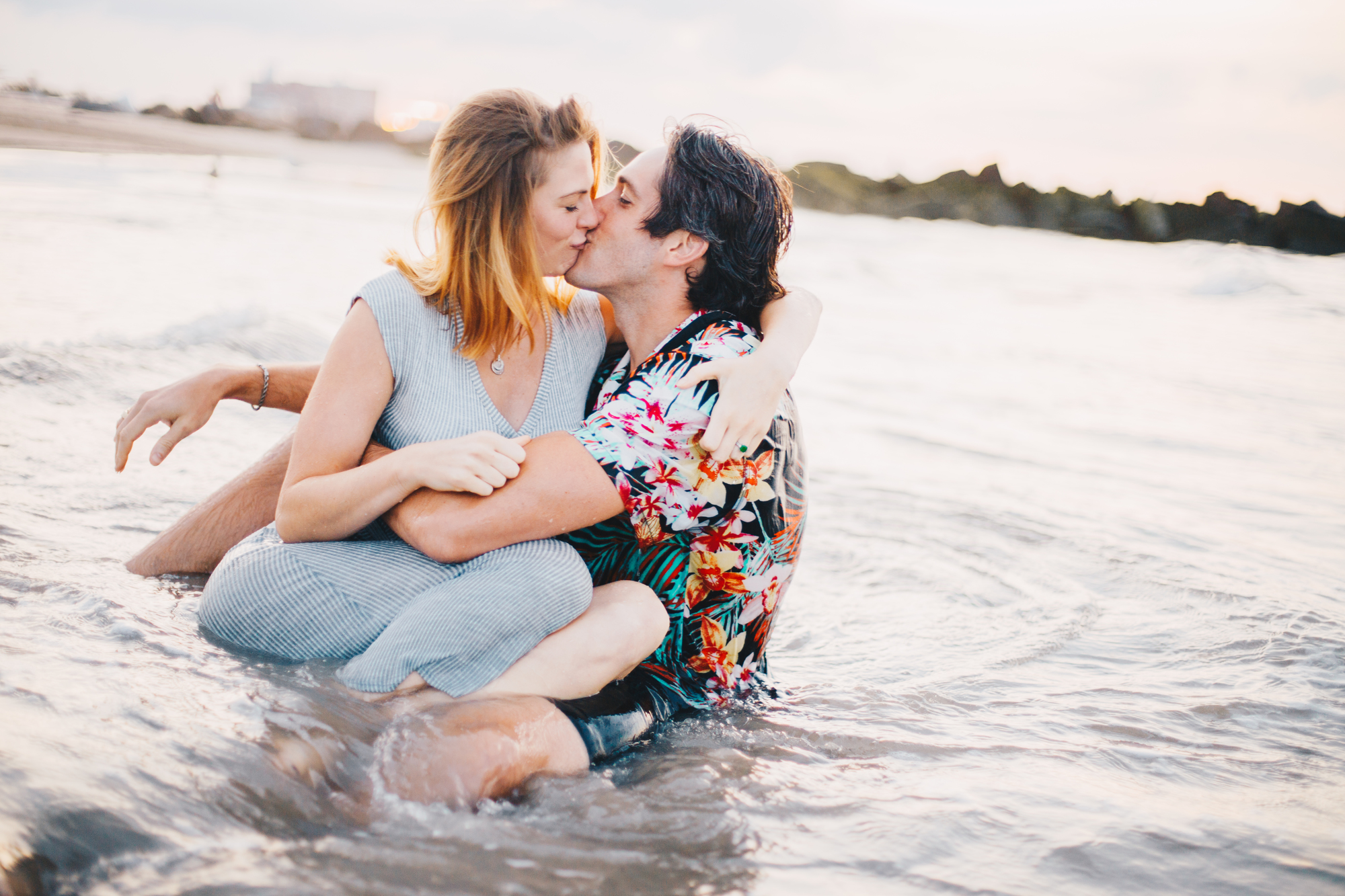 Intimate Sunrise Engagement Photos on the Beach at Coney Island