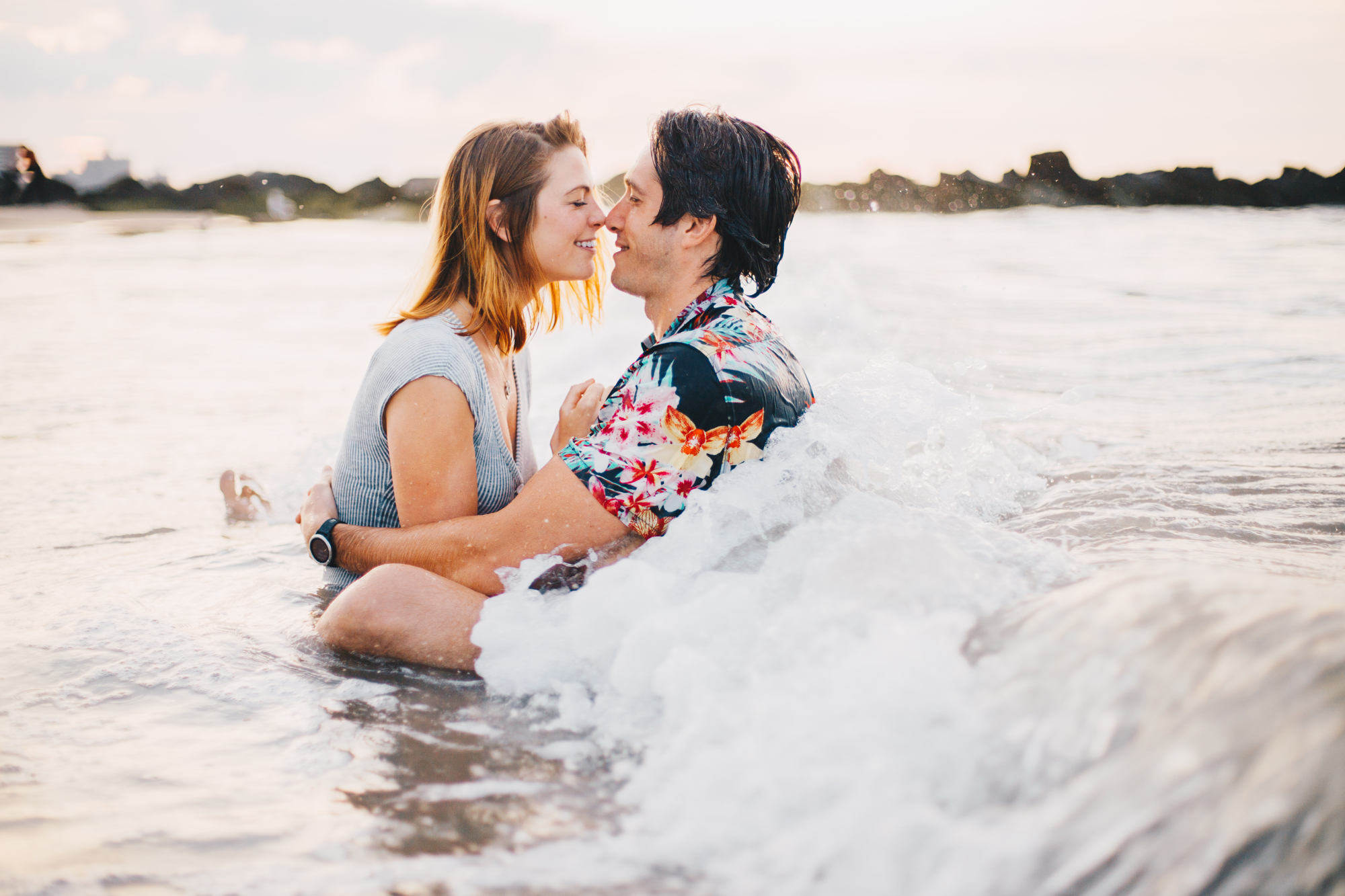 Memorable Sunrise Engagement Photos on the Beach at Coney Island