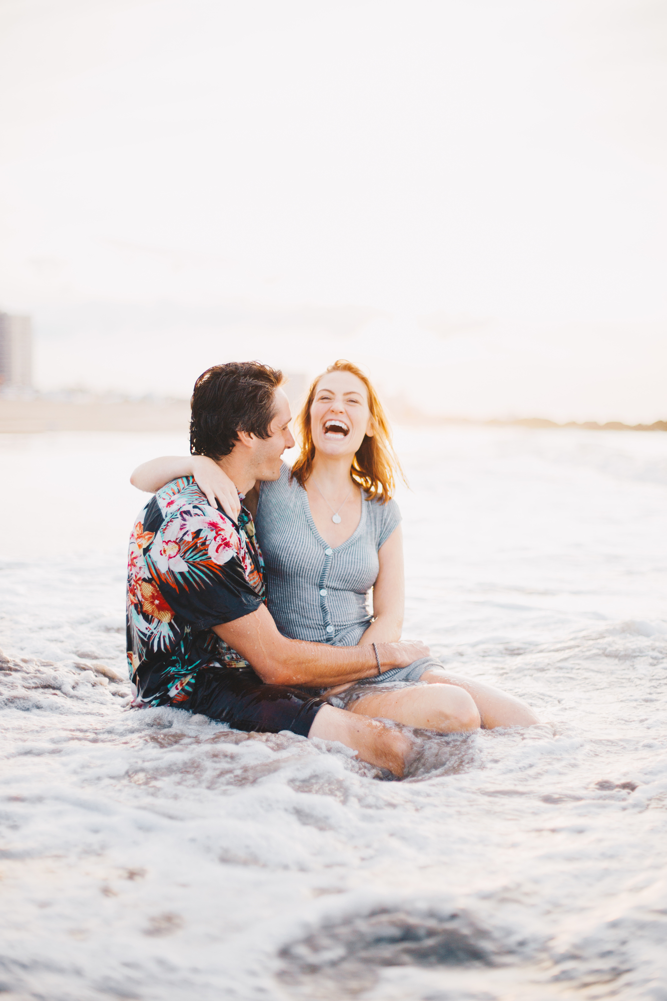 Glowing Sunrise Engagement Photos on the Beach at Coney Island