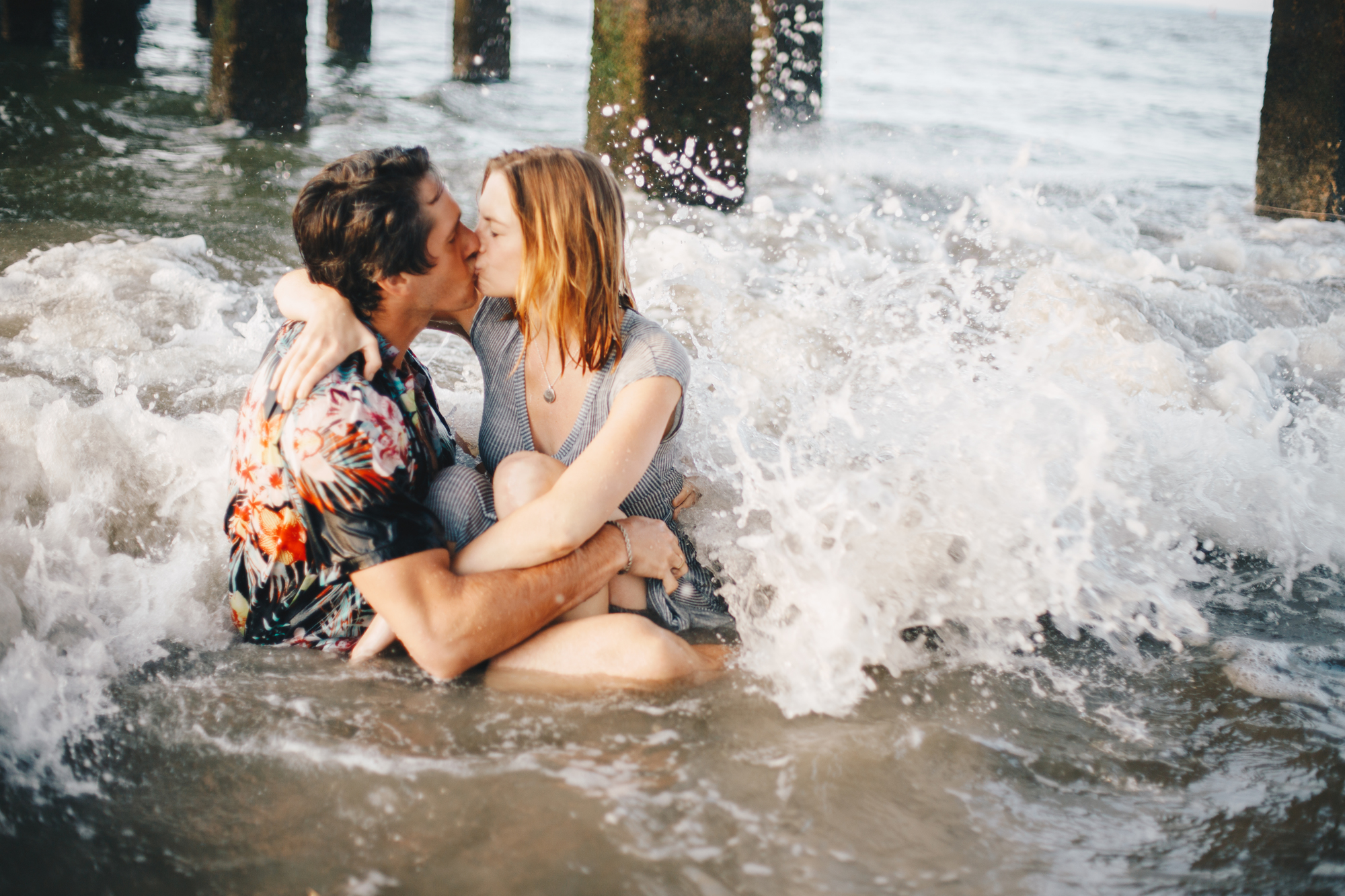 Timeless Sunrise Engagement Photos on the Beach at Coney Island