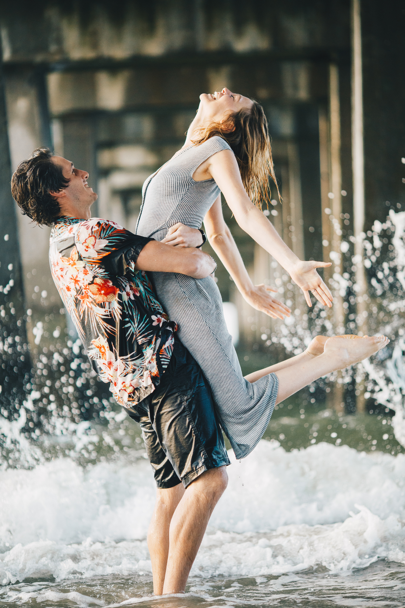 Lively Sunrise Engagement Photos on the Beach at Coney Island