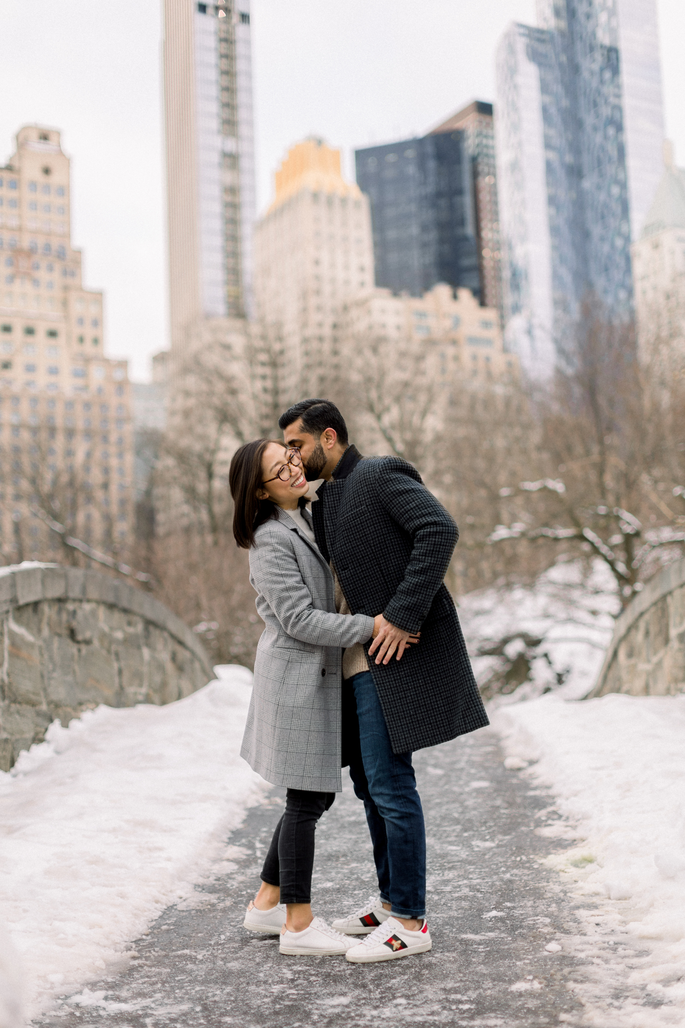 Snowy and Magical Winter Engagement Photos in Central Park NYC