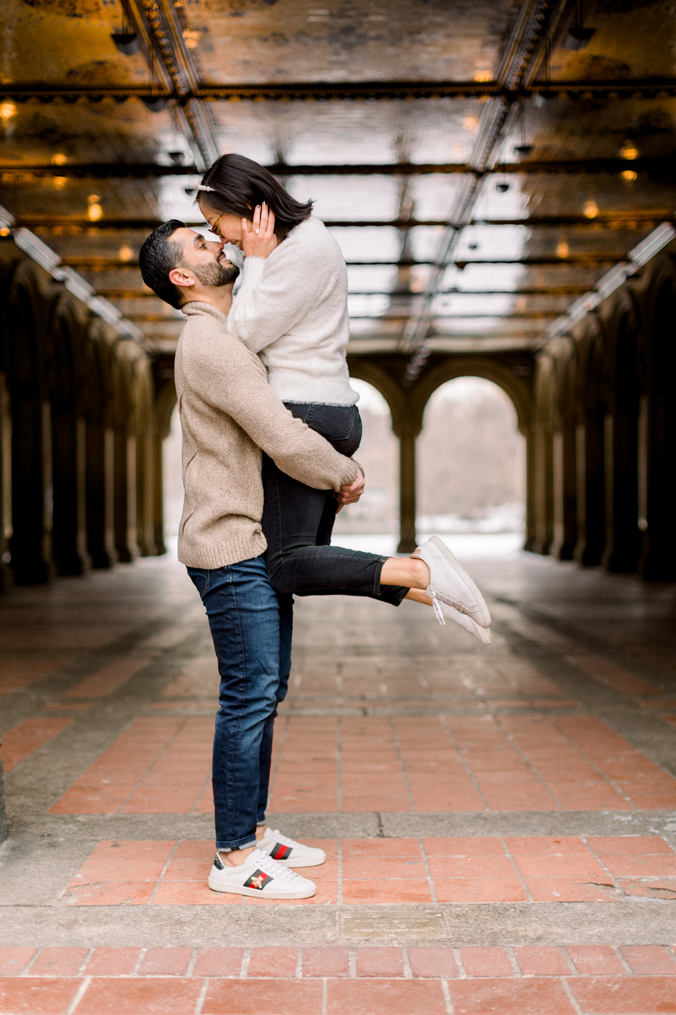 Playful and Romantic Winter Engagement Photos in Central Park NYC