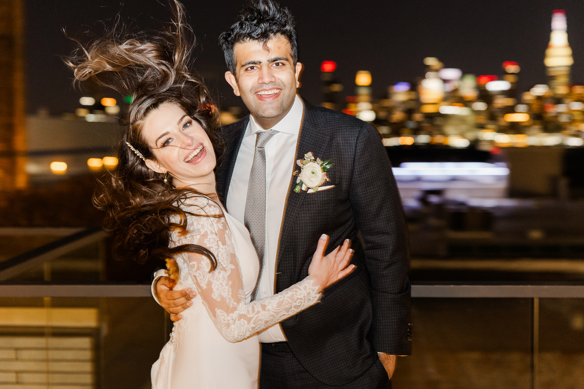 Artistic 74Wythe Wedding Photography in Wintery Brooklyn with Rooftop Views