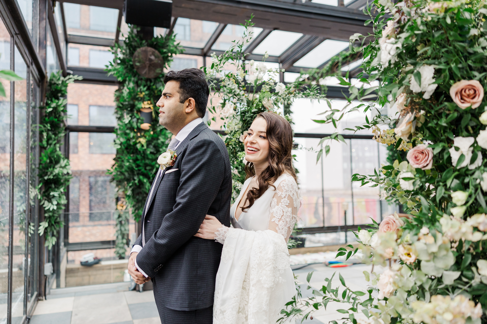 Playful Brooklyn Wedding Photography at 74Wythe with Rooftop NYC Views