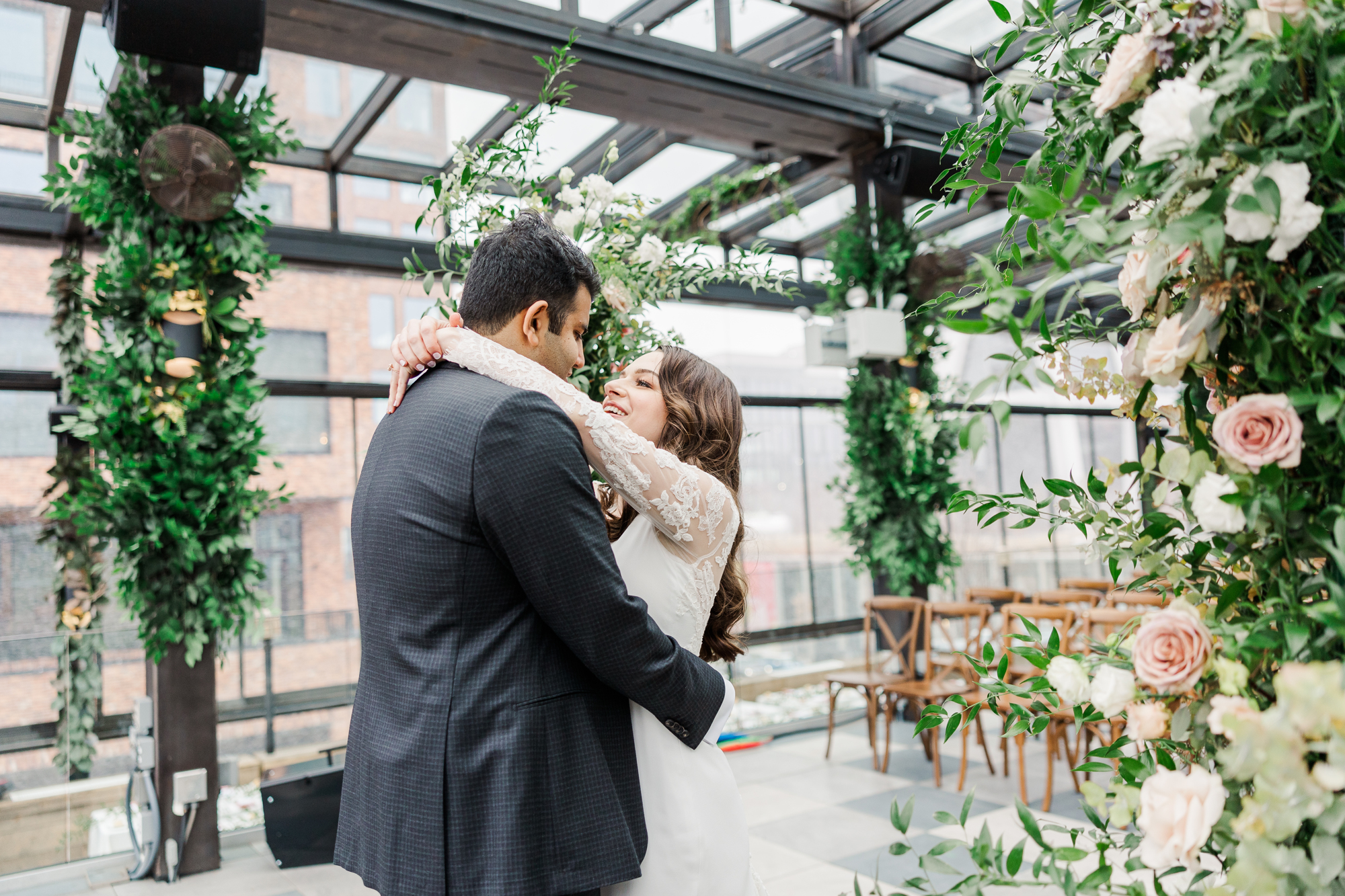 Romantic Brooklyn Wedding Photography at 74Wythe with Rooftop NYC Views