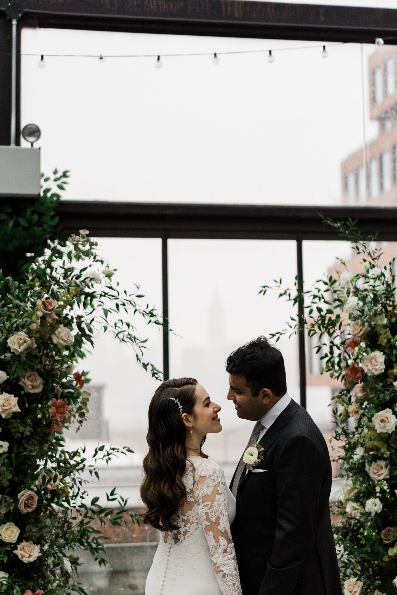 Lovely Brooklyn Wedding Photography at 74Wythe with Rooftop NYC Views