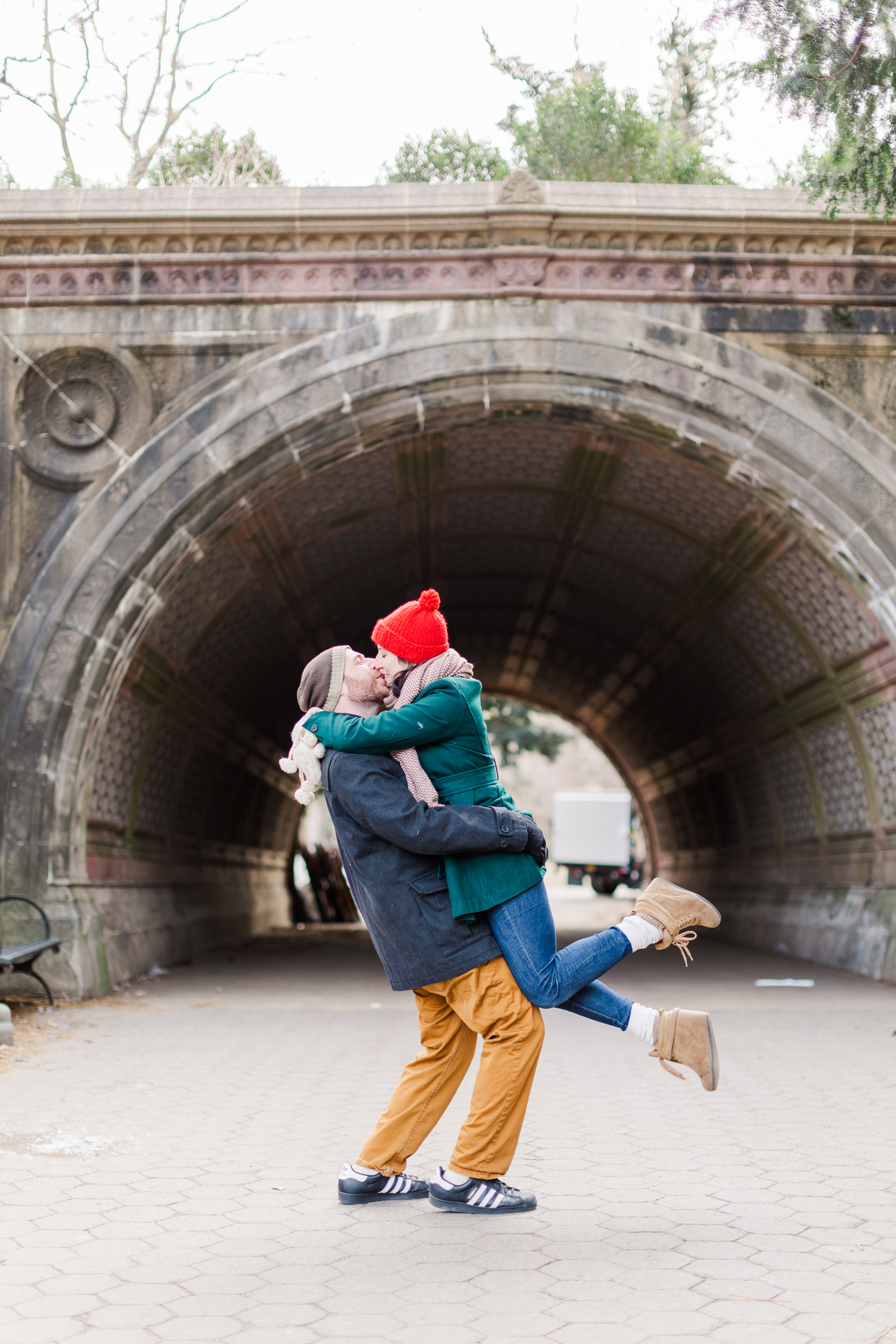 Sweet and Playful Winter Engagement Photos in Prospect Park