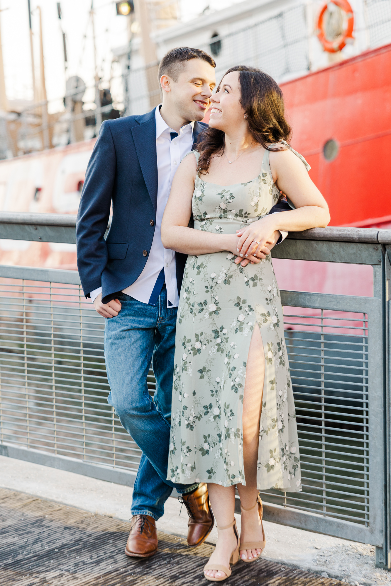 Charming Brooklyn Bridge and South Street Seaport Engagement Photography