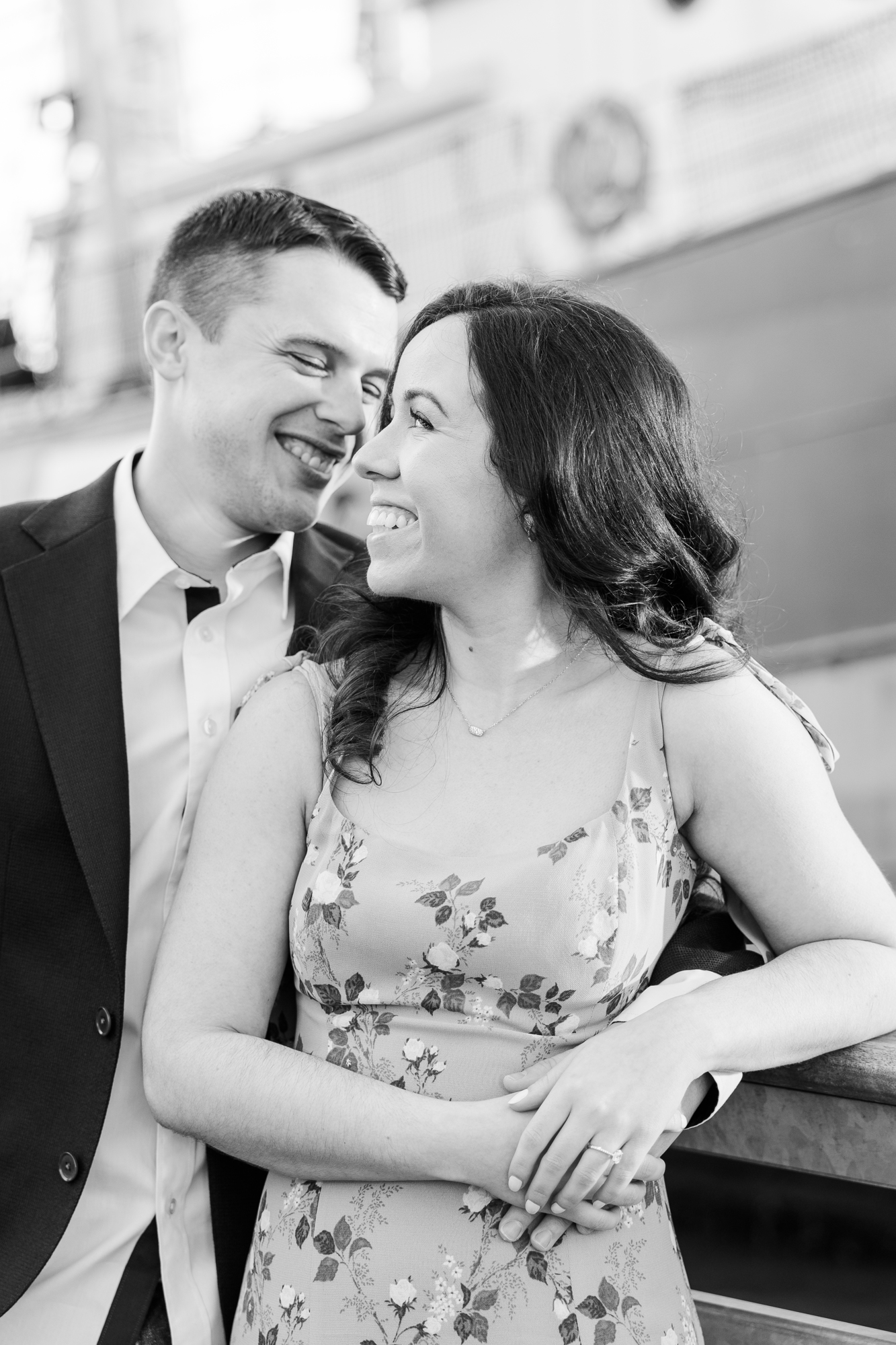 Beautiful Brooklyn Bridge and South Street Seaport Engagement Photography