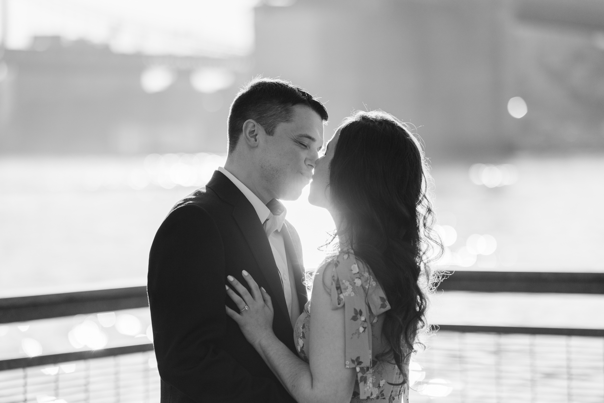 Dazzling Brooklyn Bridge and South Street Seaport Engagement Photography