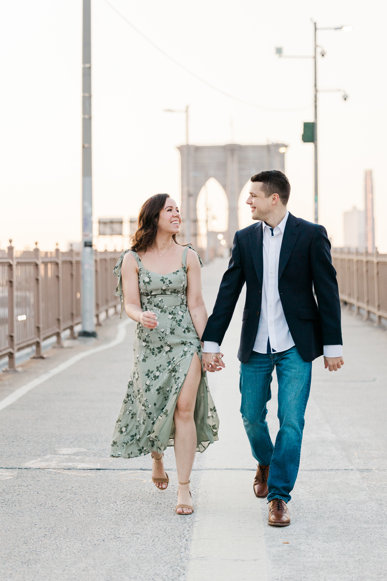 Candid Brooklyn Bridge and South Street Seaport Engagement Photography