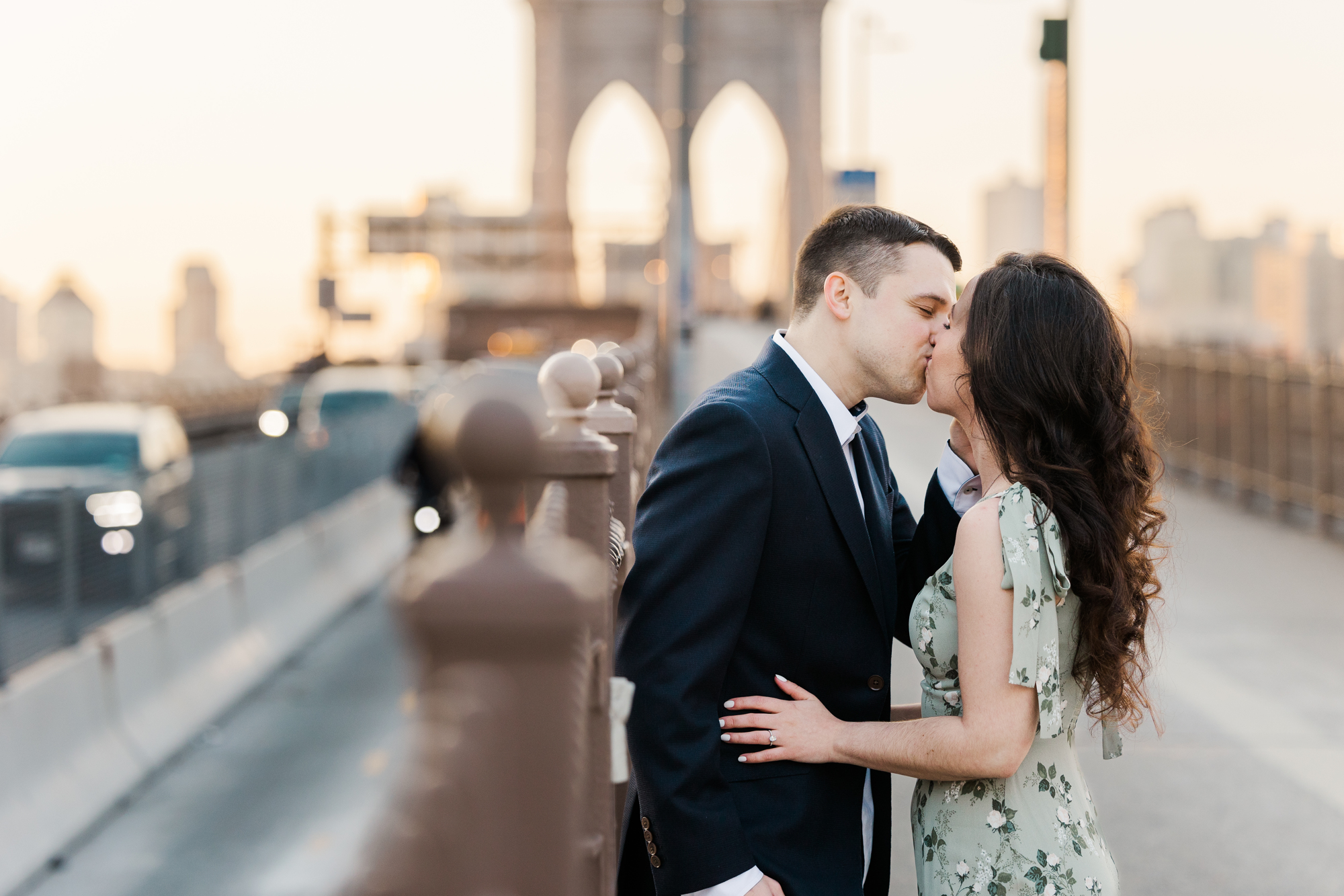Vivid Brooklyn Bridge and South Street Seaport Engagement Photography