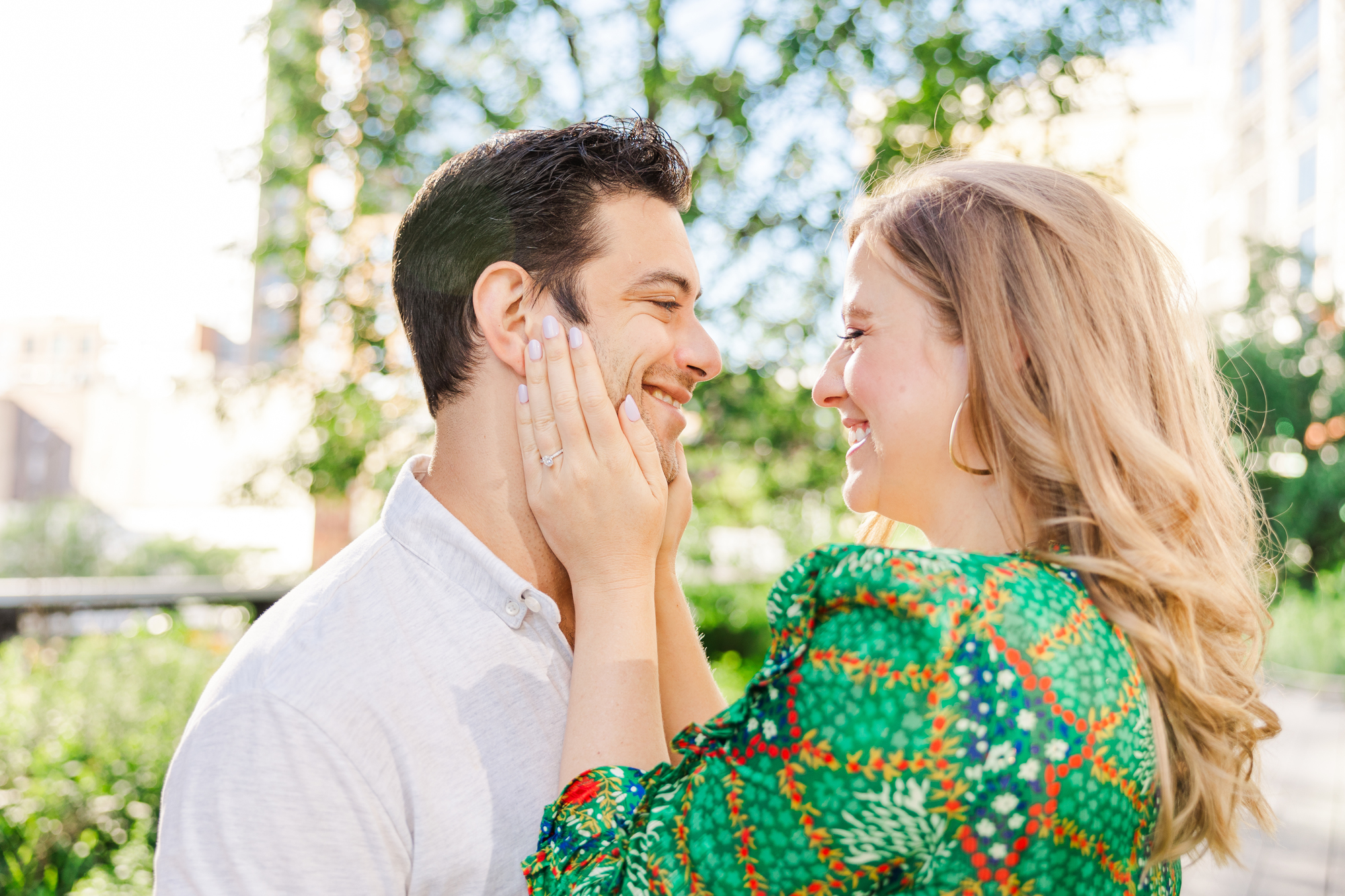 Flirty Summer High Line Engagement Photography in the West Village