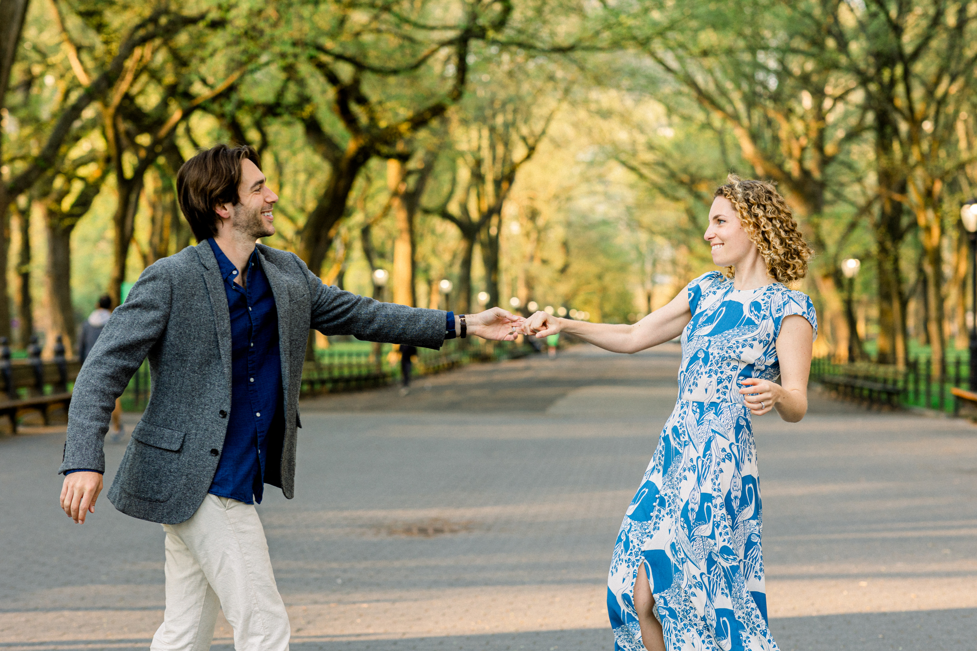 Lively NYC Engagement Photography with Spring Blossoms