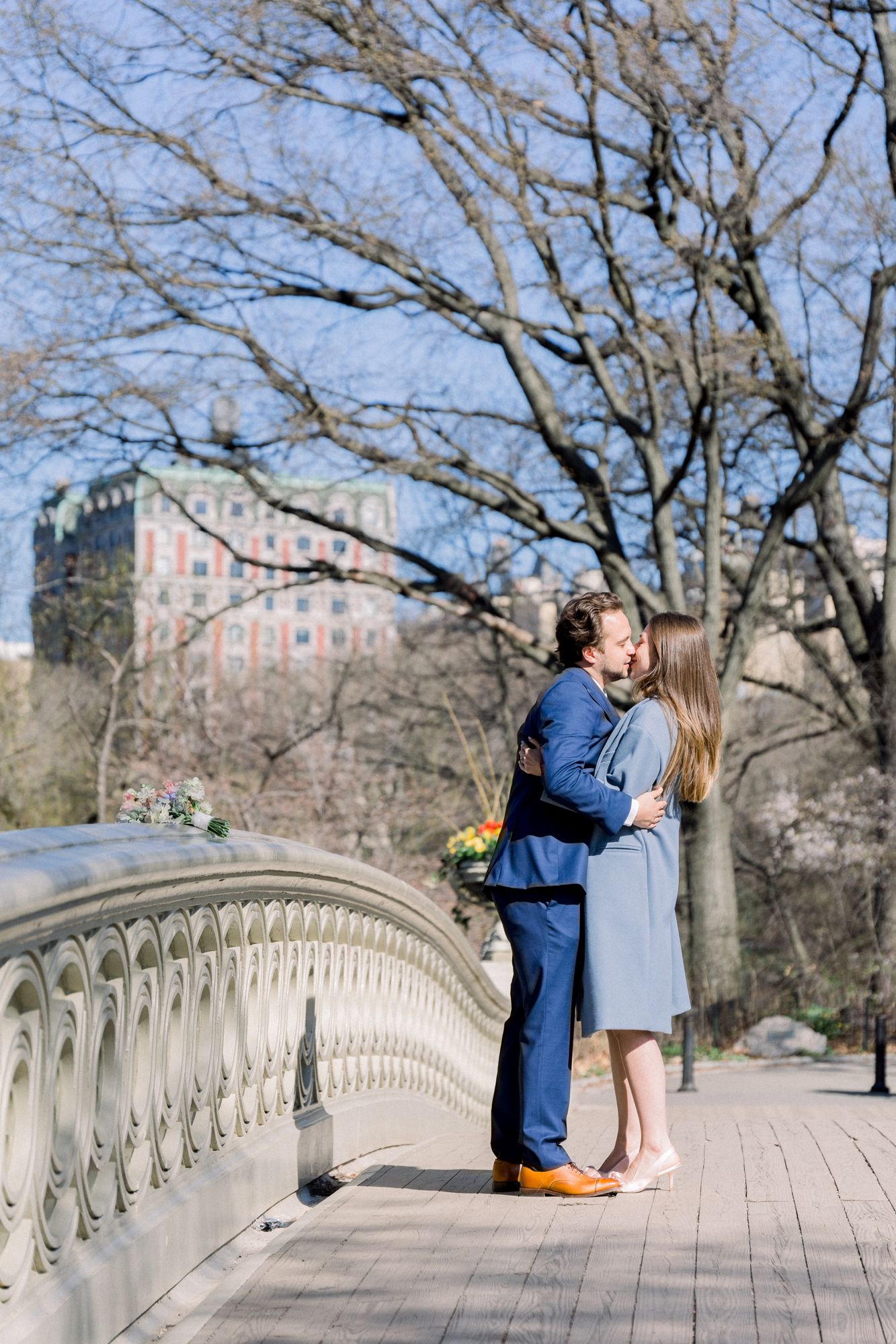 Special Spring Bow Bridge Wedding in Central Park Among the Cherry Blossoms