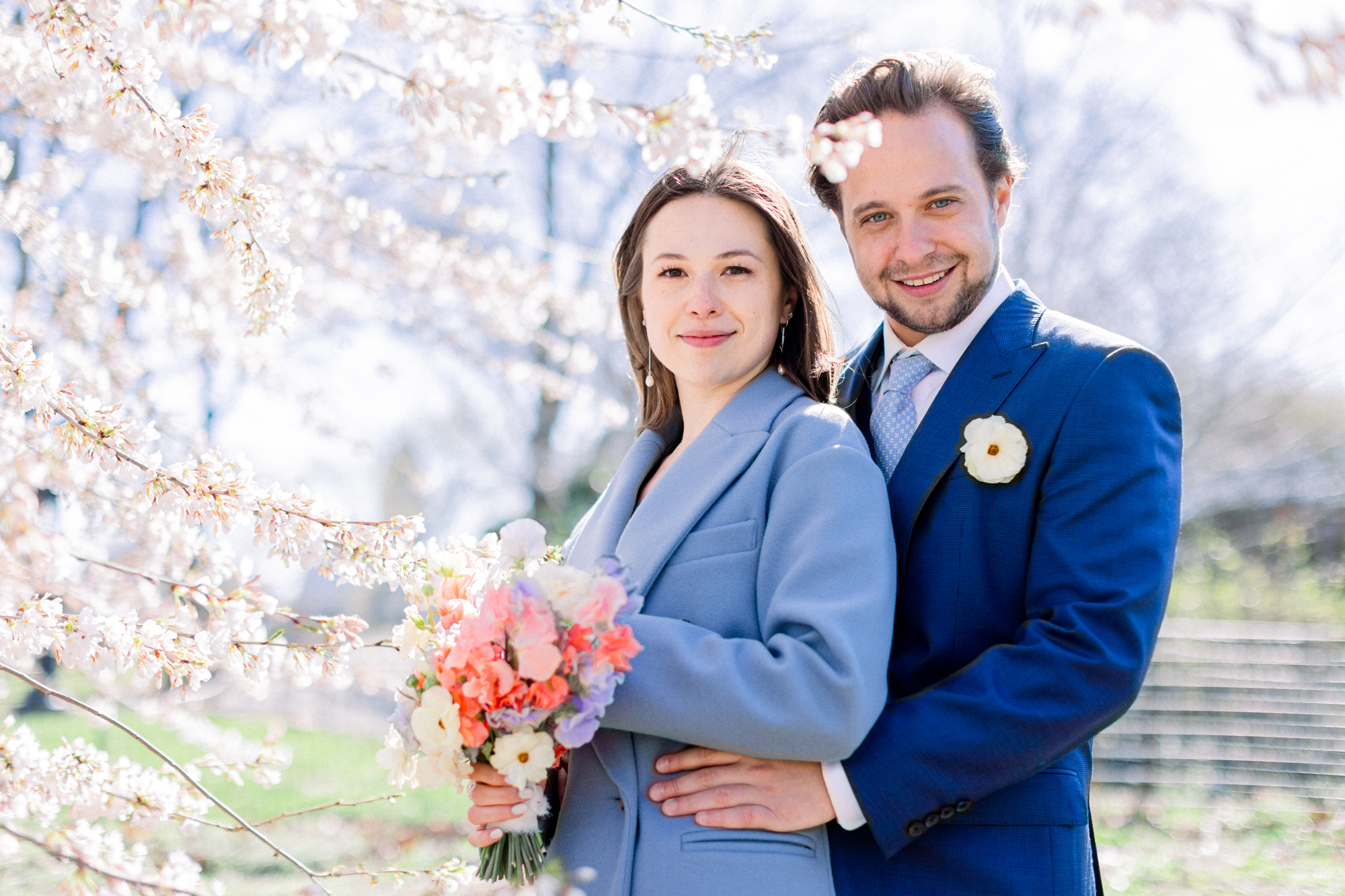 Inspiring Spring Bow Bridge Wedding in Central Park Among the Cherry Blossoms