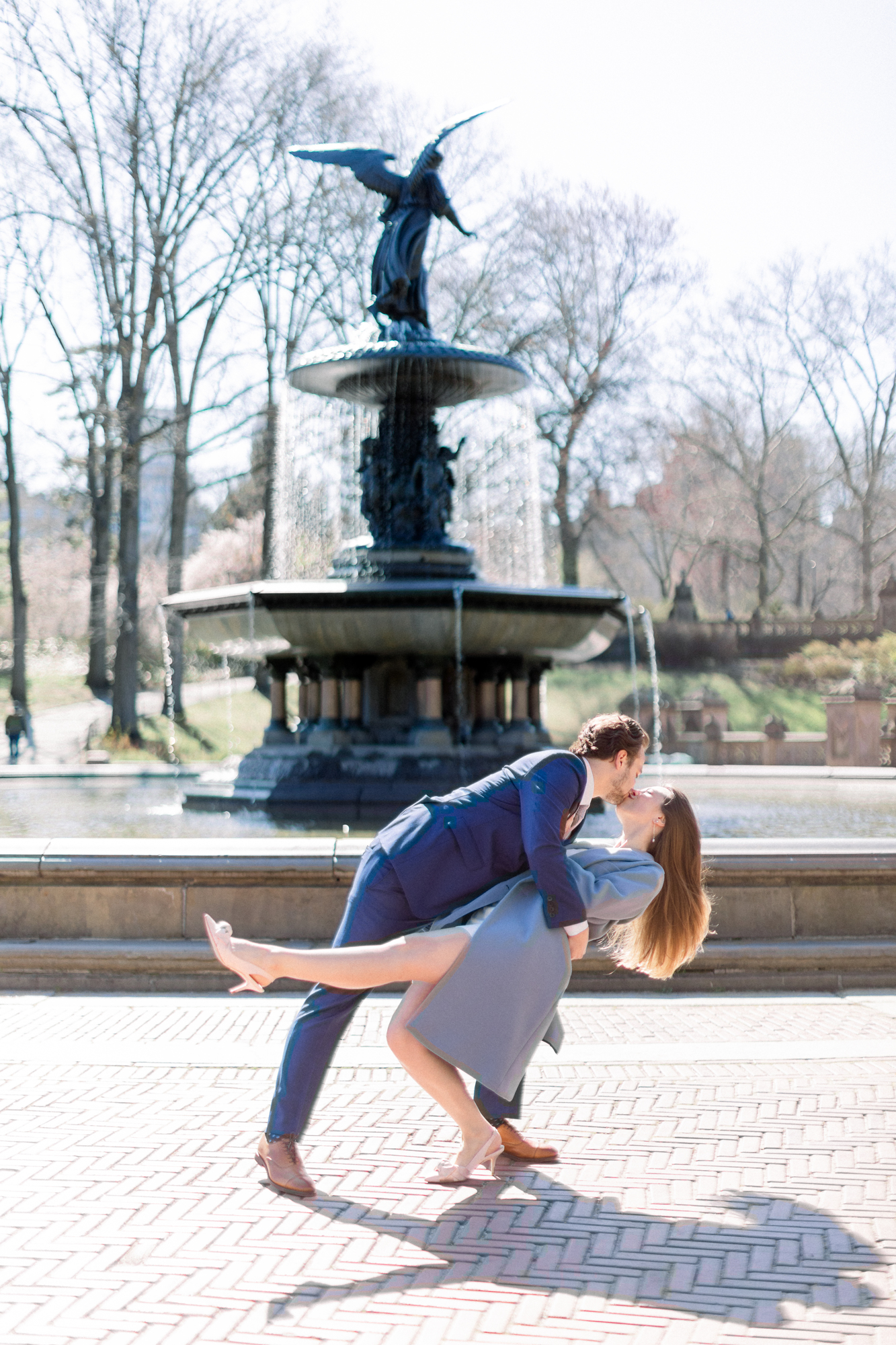 Timeless Spring Bow Bridge Wedding in Central Park Among the Cherry Blossoms