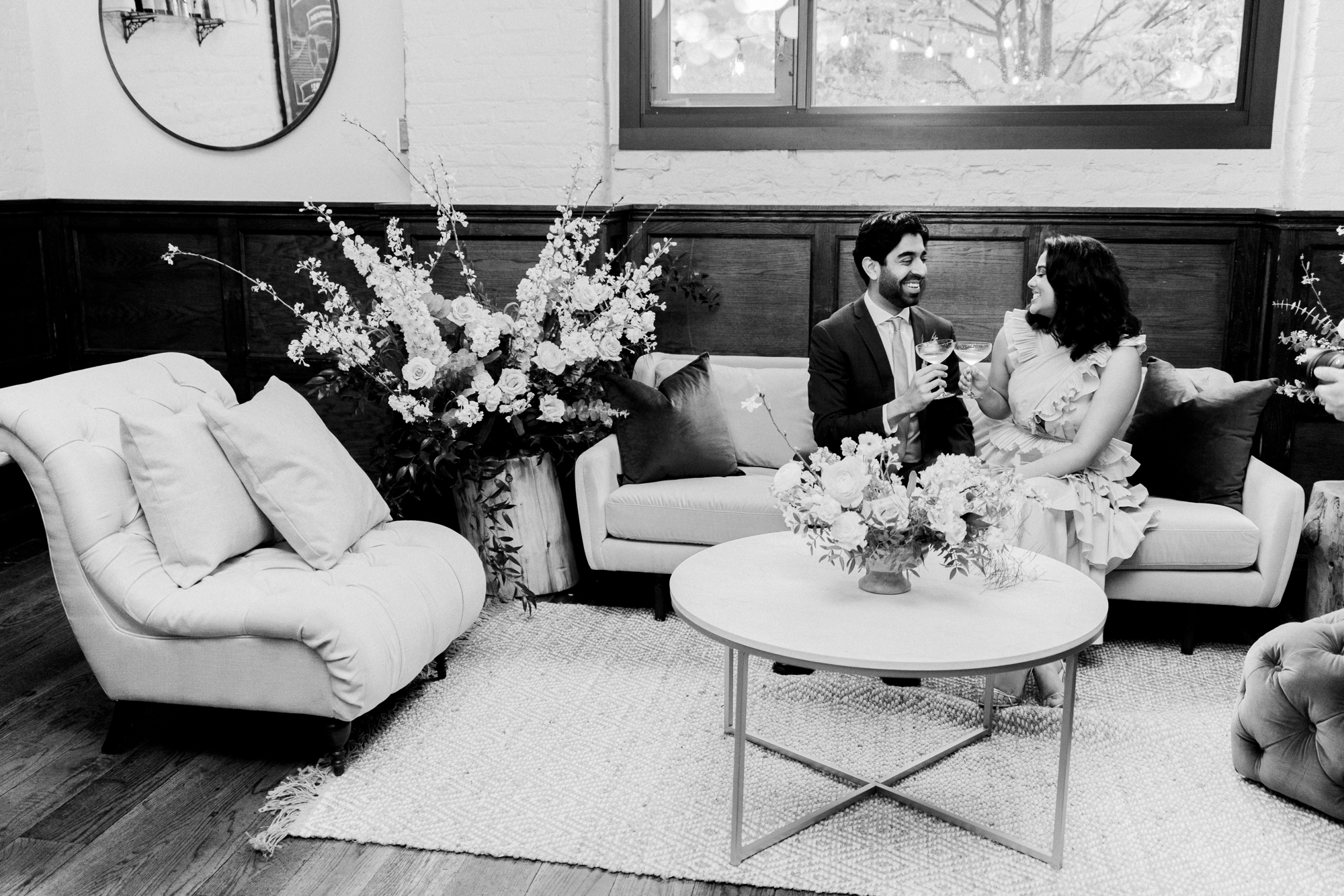 Black and White Brooklyn Winery Wedding Photography Inspiration with Rustic Elements