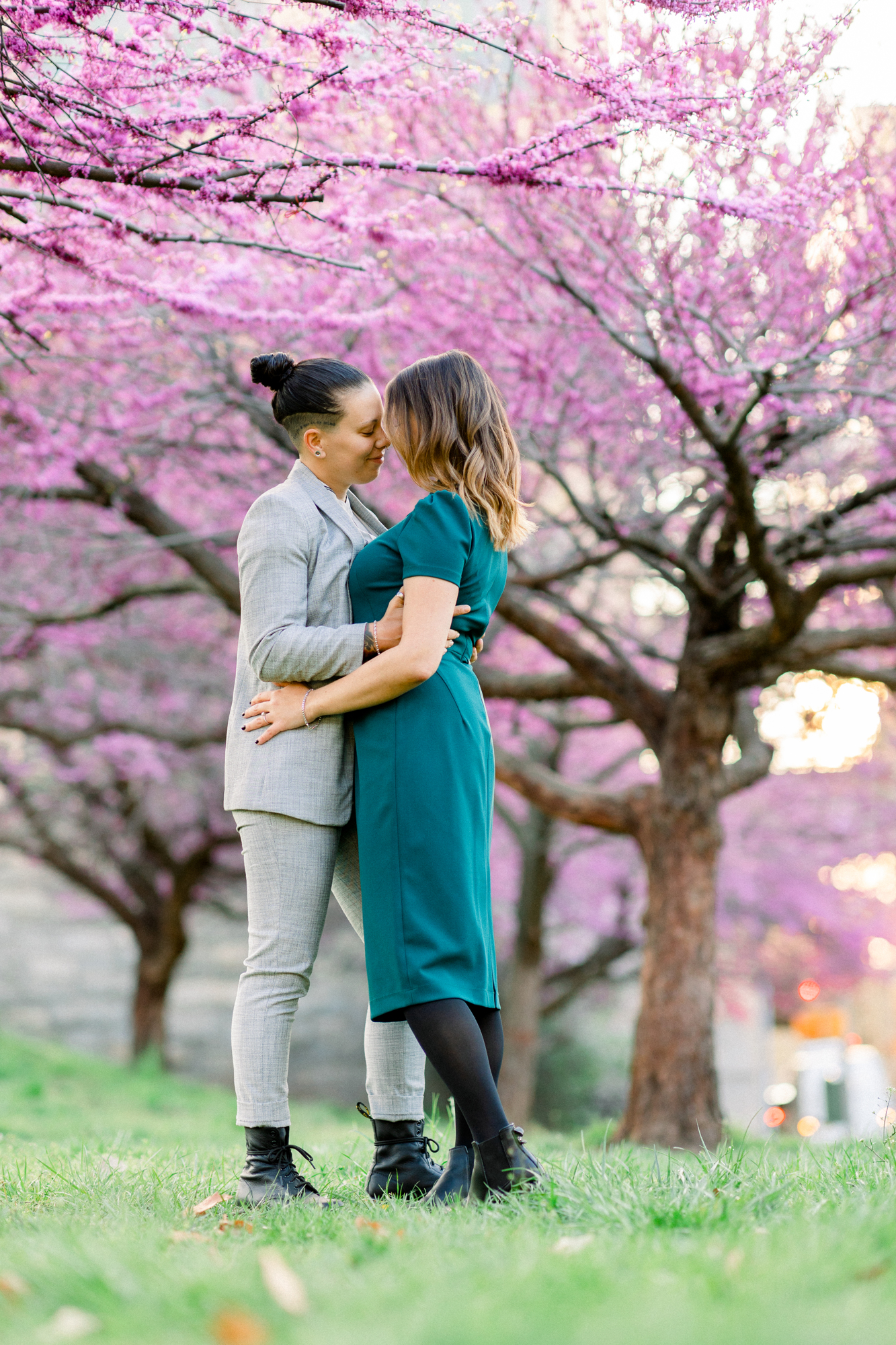 Romantic New York Engagement Photography with Spring Blossoms