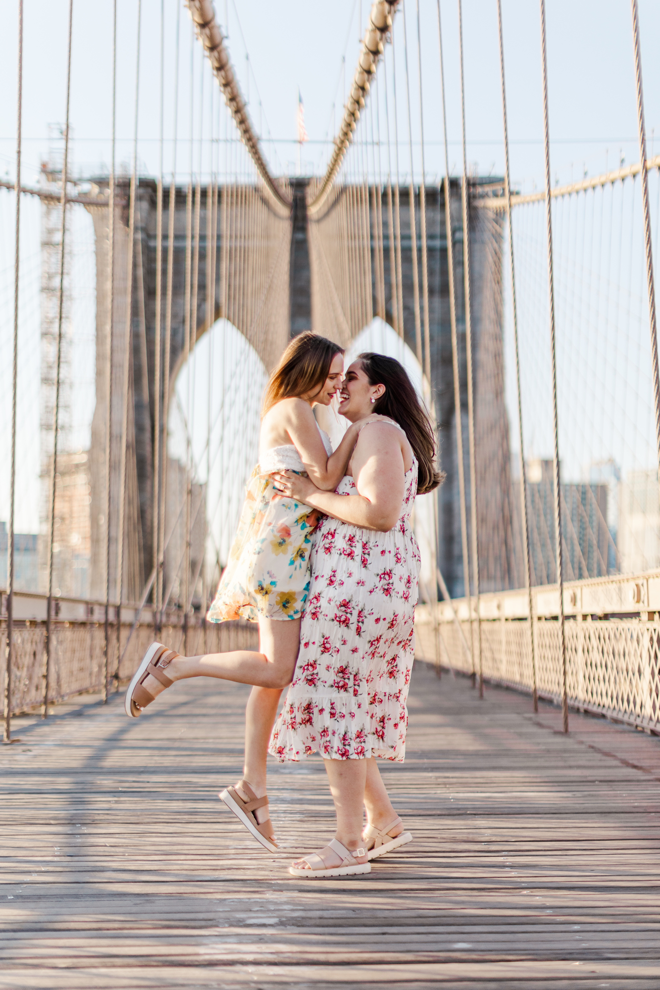 Playful and Fun Springtime Engagement Photo Shoot in DUMBO