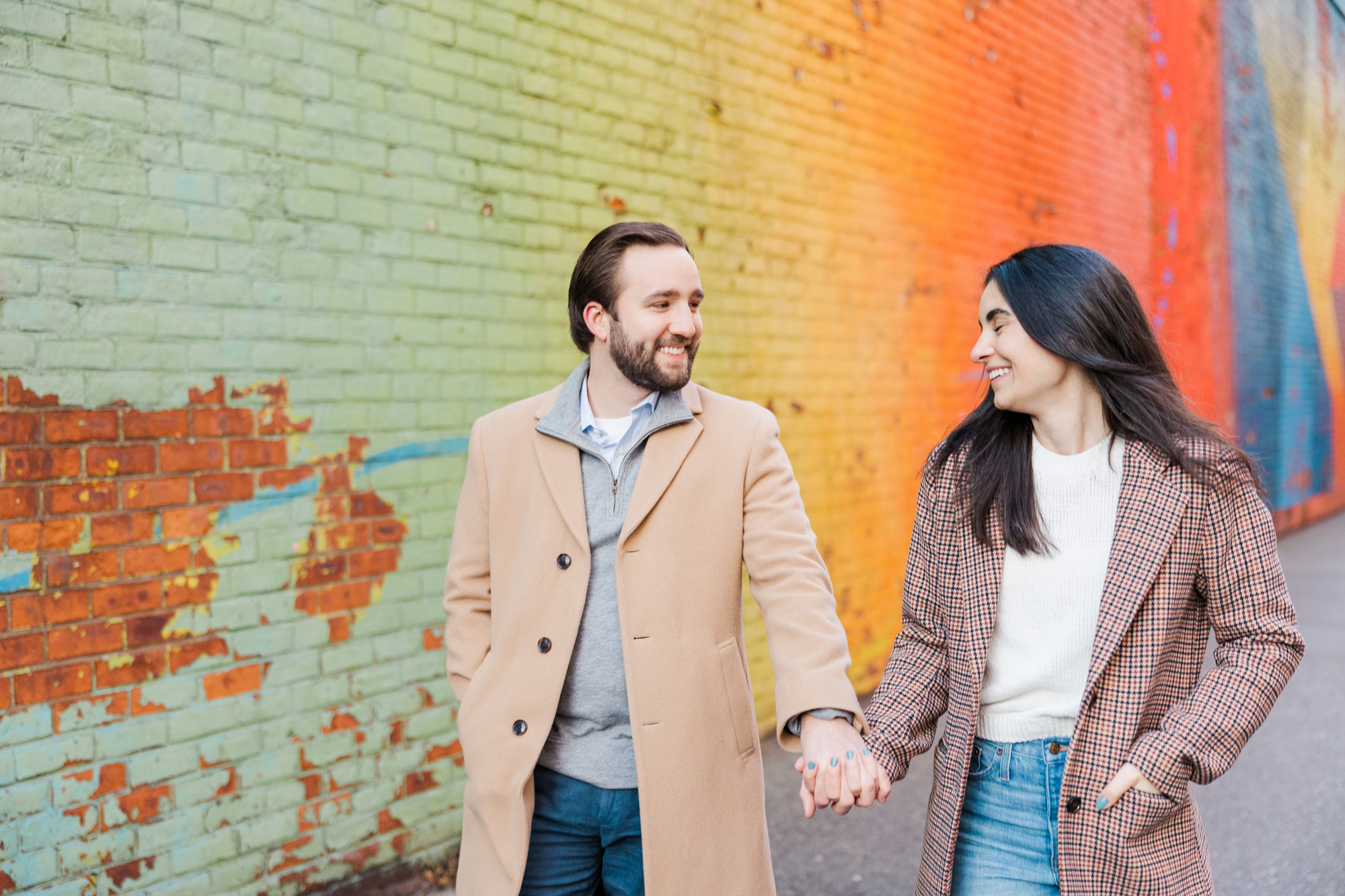 Vibrant and Dazzling Winter Engagement Photos in DUMBO