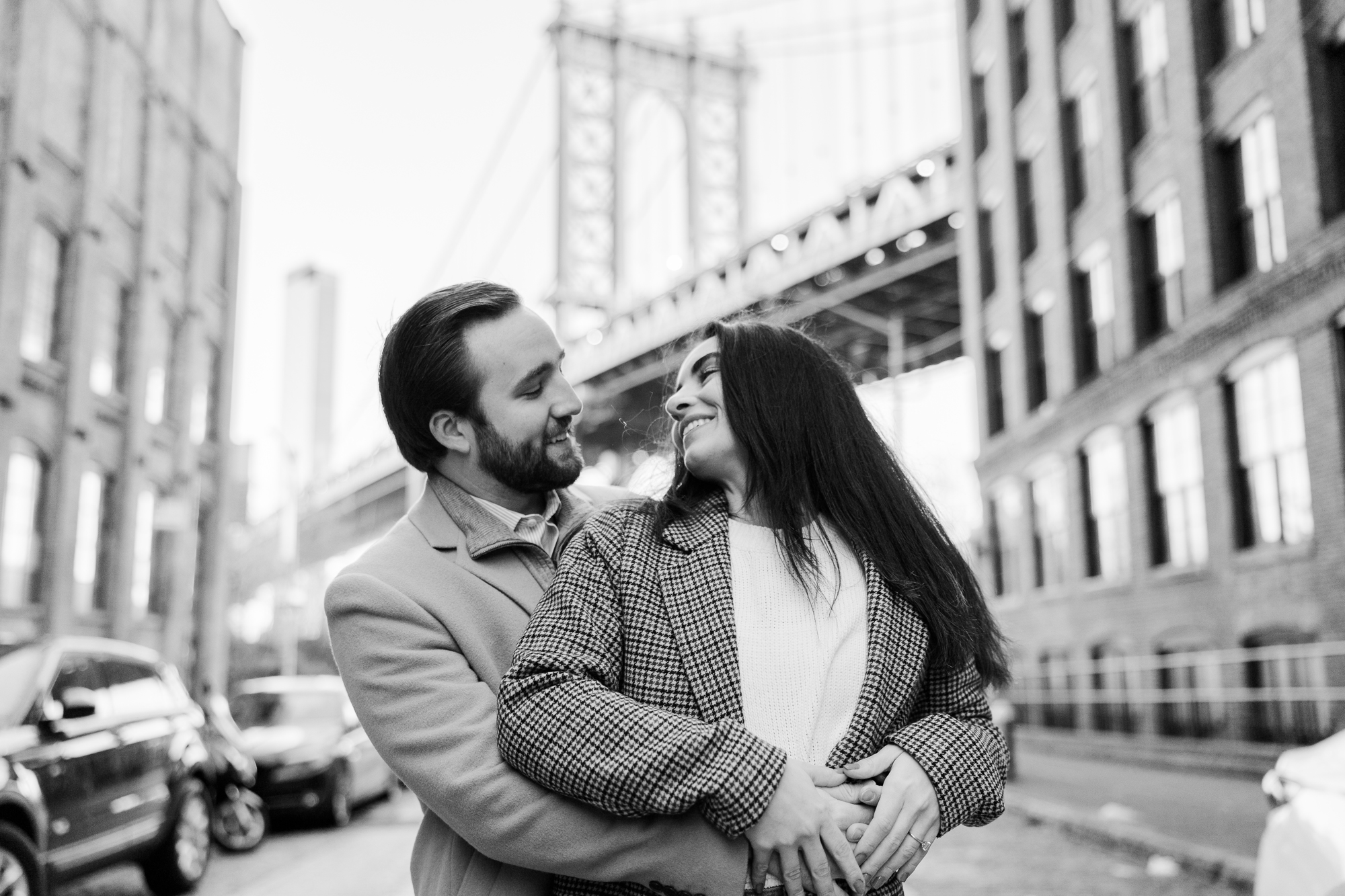 Iconic and Unforgettable Winter Engagement Photos in DUMBO