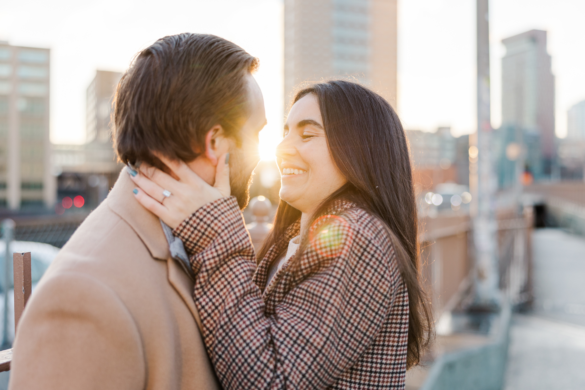 Glowing Winter Engagement Photos in DUMBO