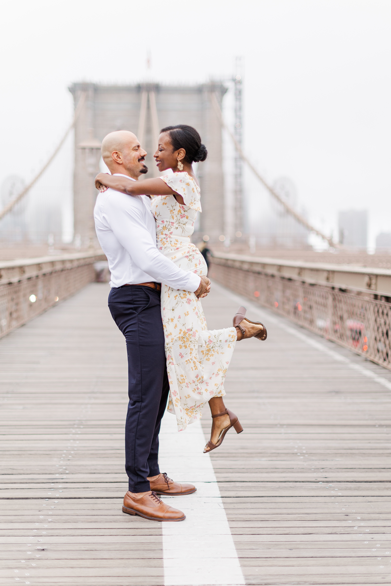Elegant Brooklyn Bridge Park Engagement Photography