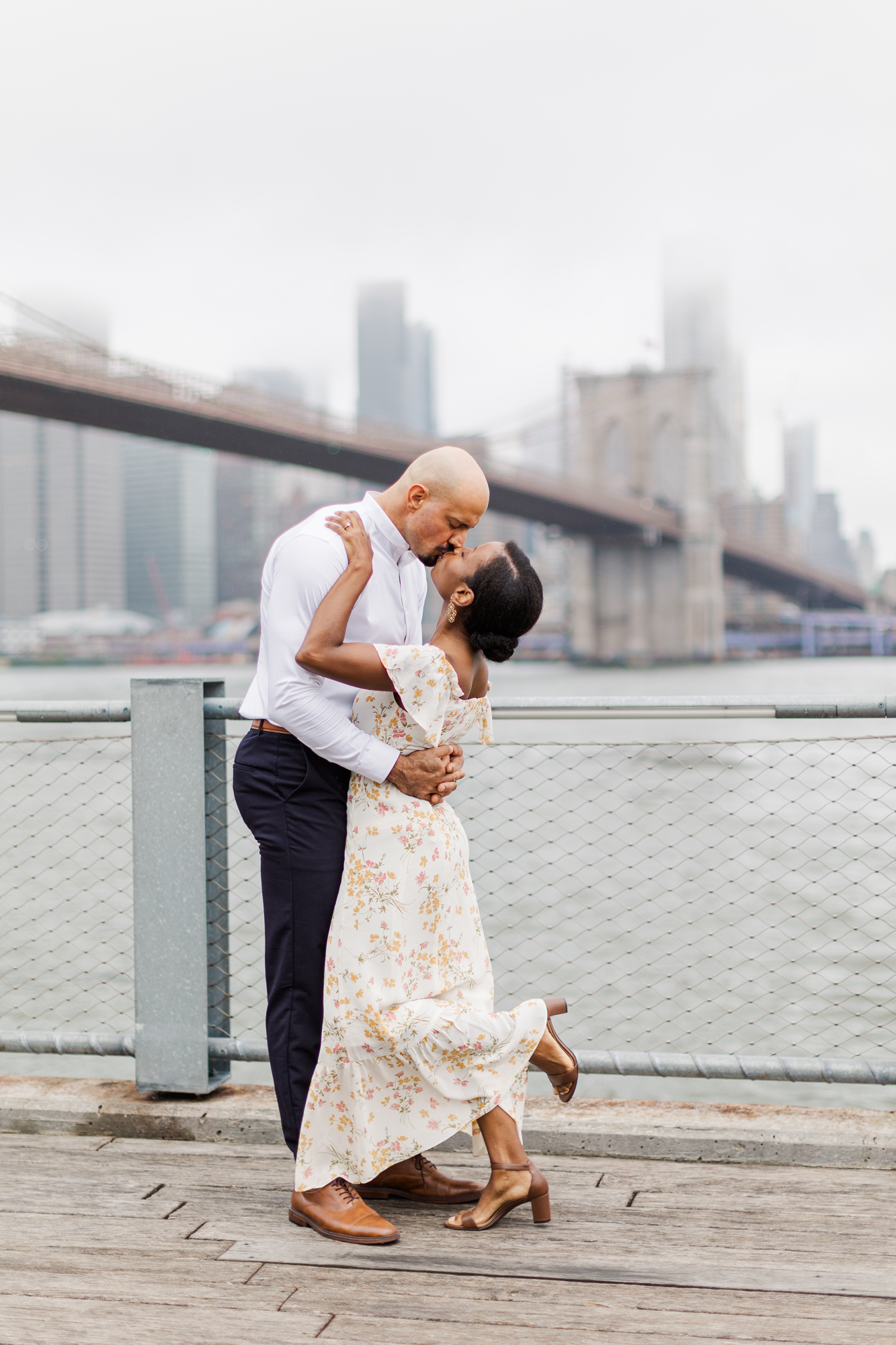 Romantic Brooklyn Bridge Park Engagement Photography