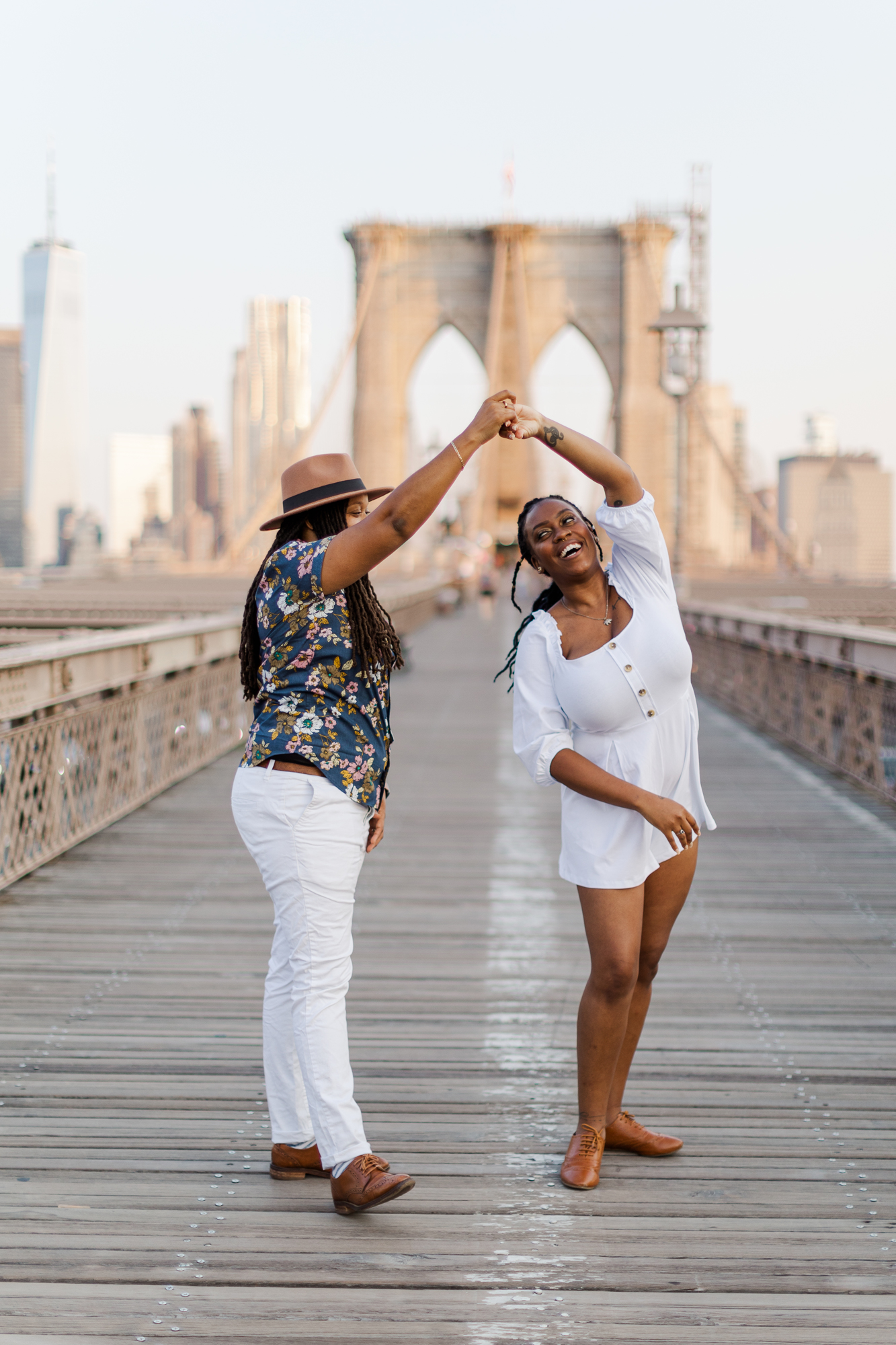 Lively Summer Engagement Photography in DUMBO