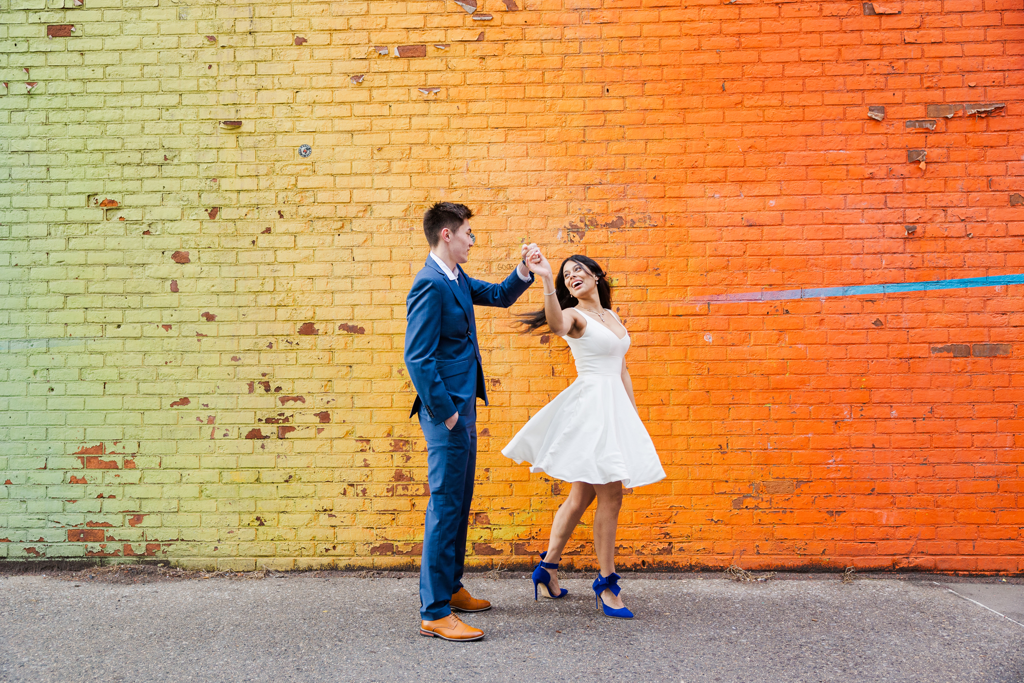 Playful Spring Engagement Photography in DUMBO