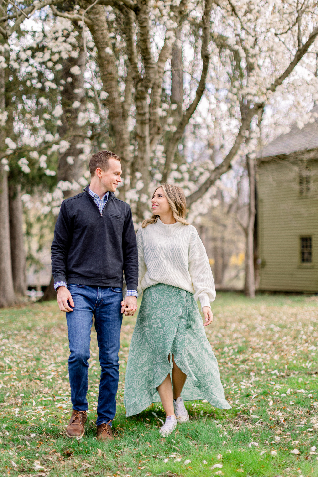 Beautiful New York Engagement Photography with Spring Blossoms