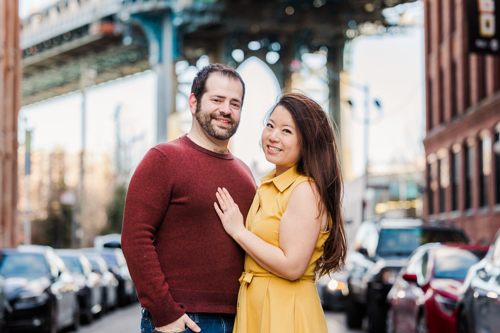 Gorgeous Brooklyn Bridge Engagement Photography with Matching Outfits
