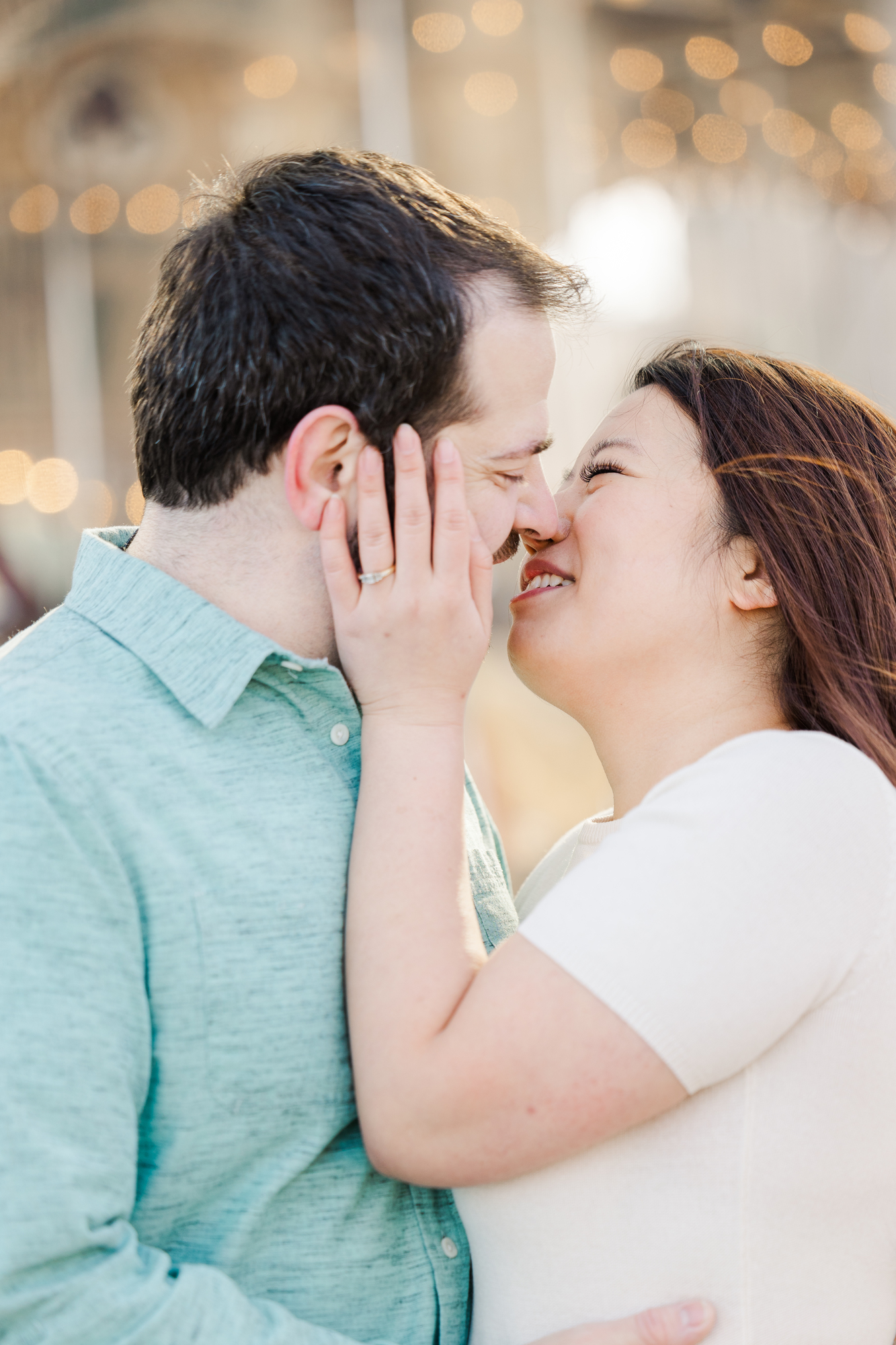 Sweet and Flirty Brooklyn Bridge Engagement Photography with Matching Outfits