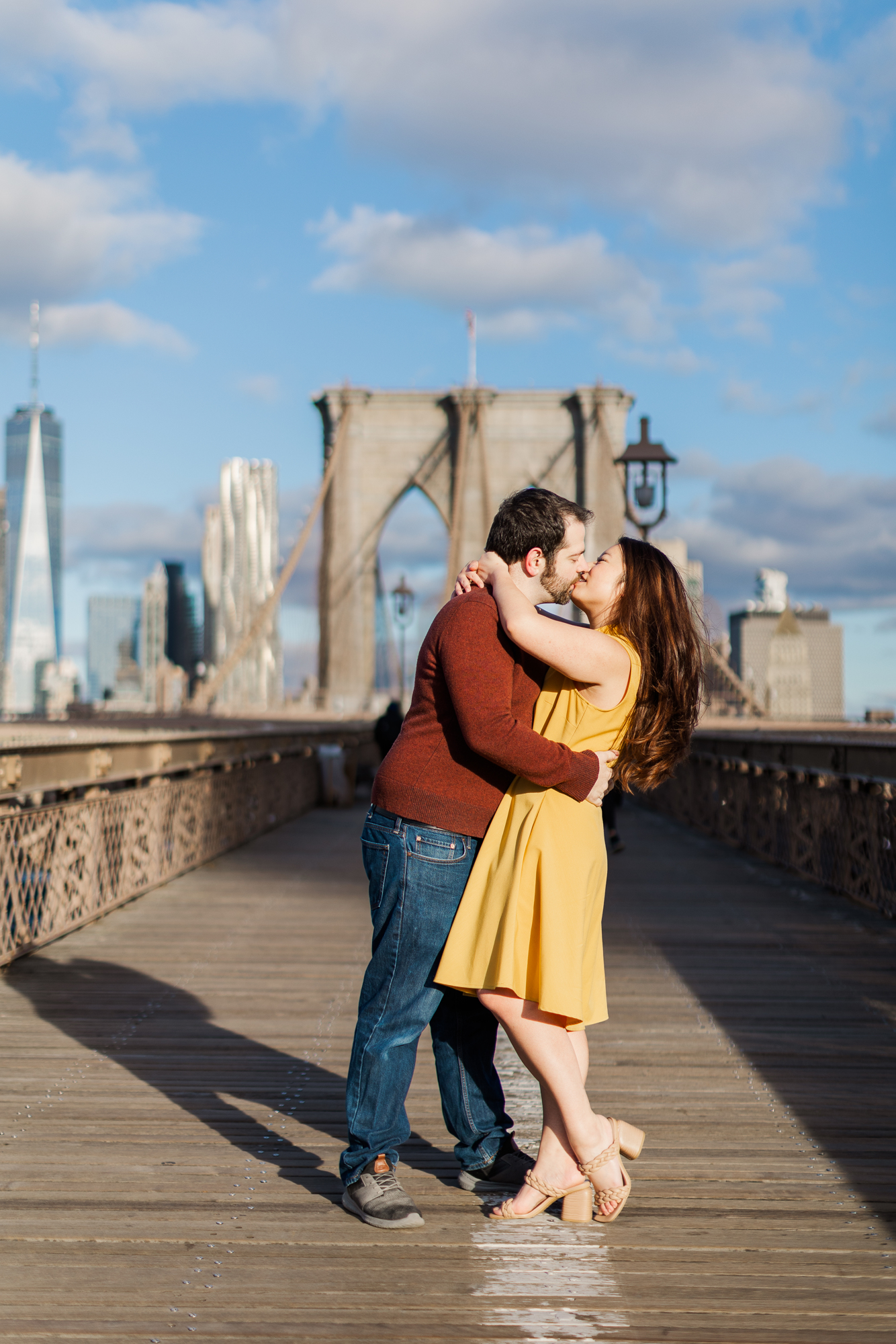 Iconic Brooklyn Bridge Engagement Photography with Matching Outfits