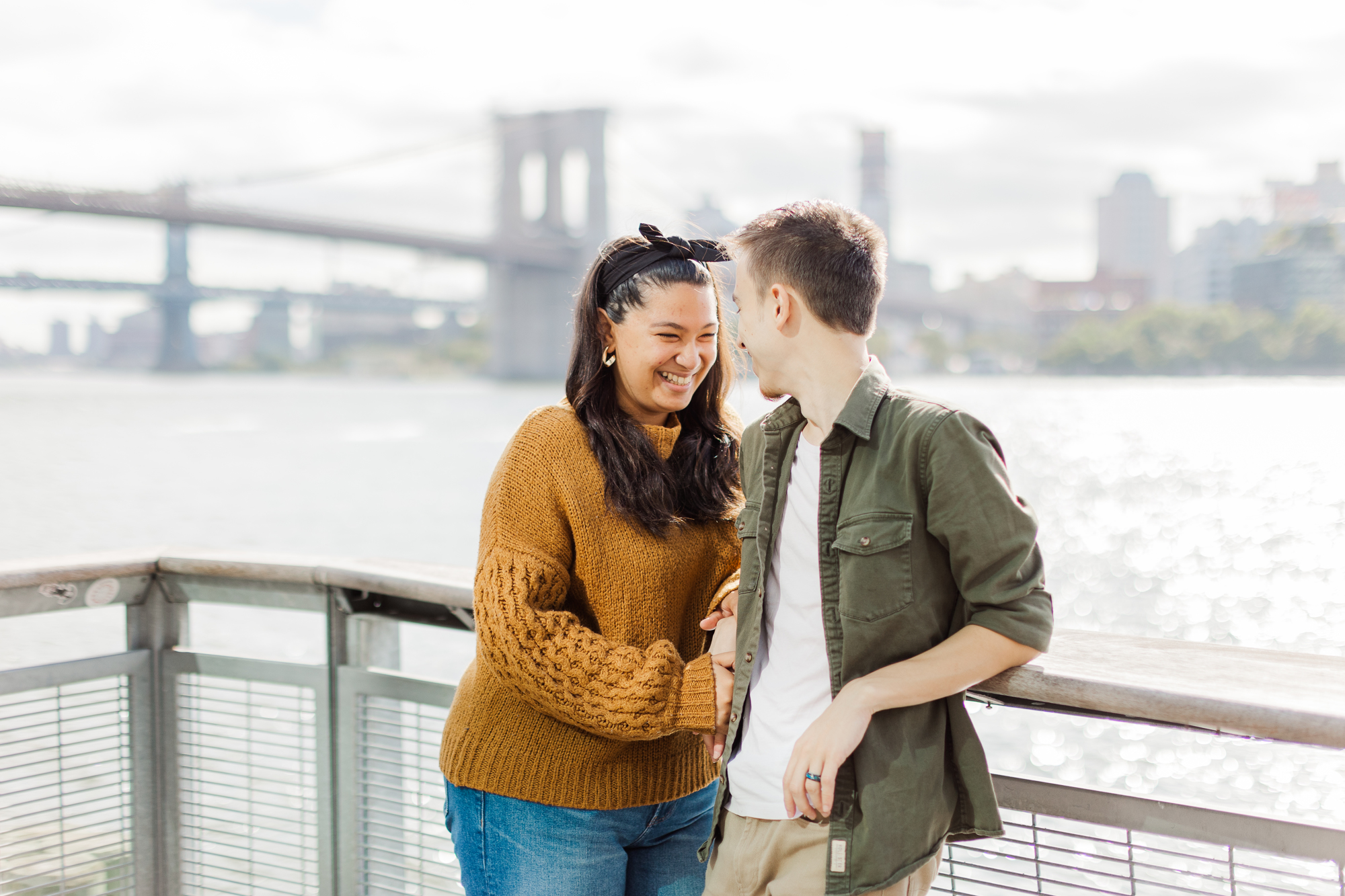 Candid South Street Seaport Pier 17 Engagement Photography