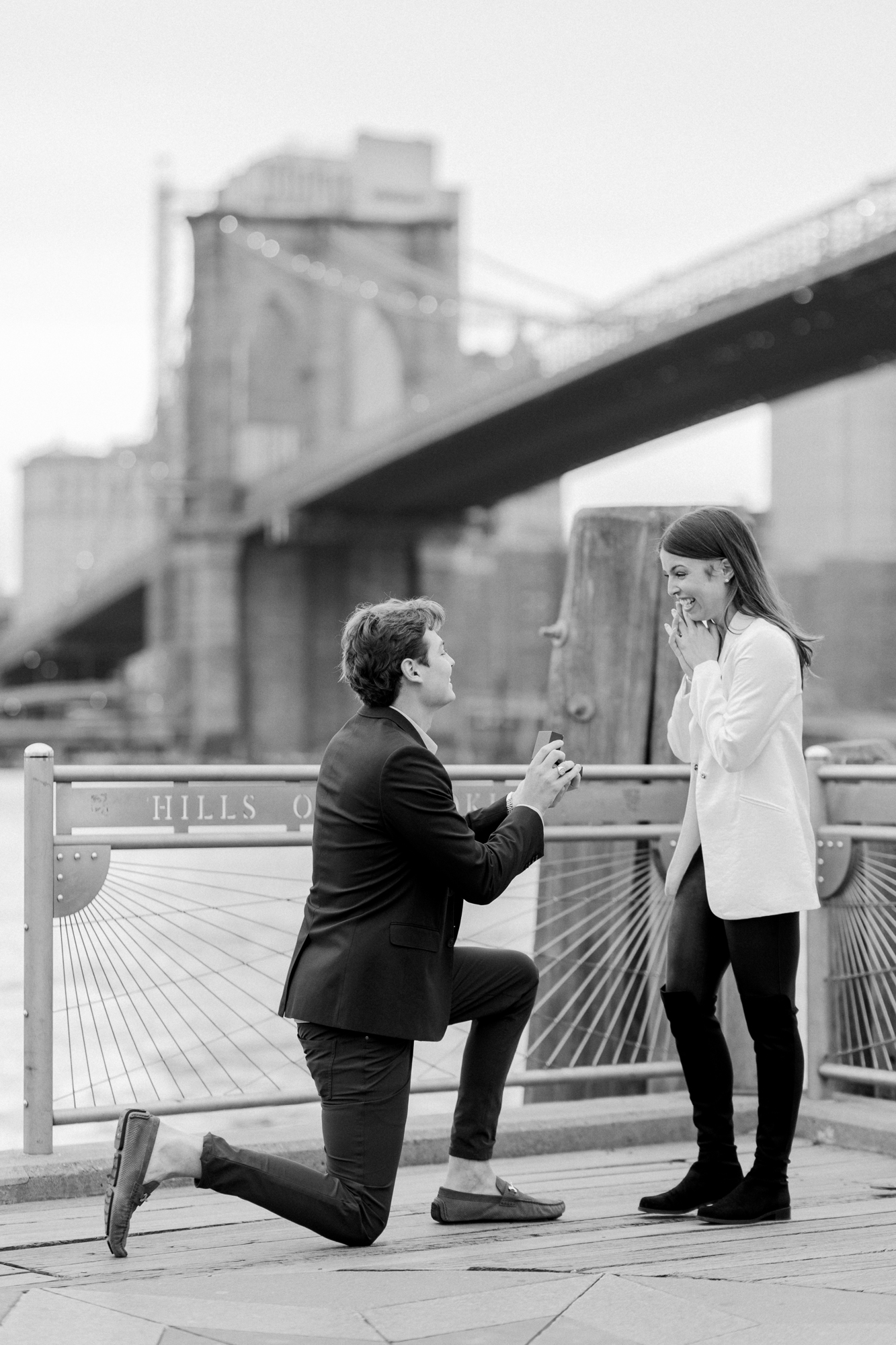 Cheerful DUMBO Proposal Photos Featuring the Brooklyn Bridge