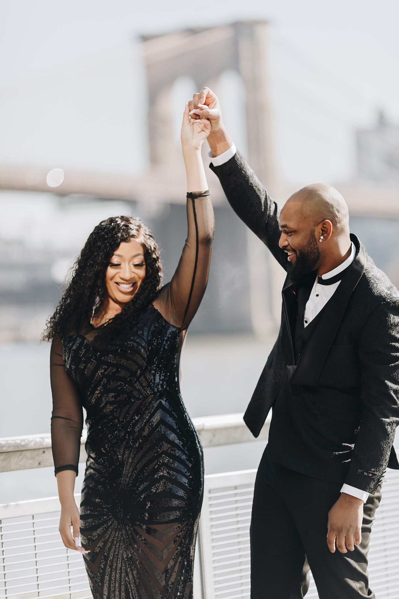 Lively Wintery South Street Seaport Engagement Photography