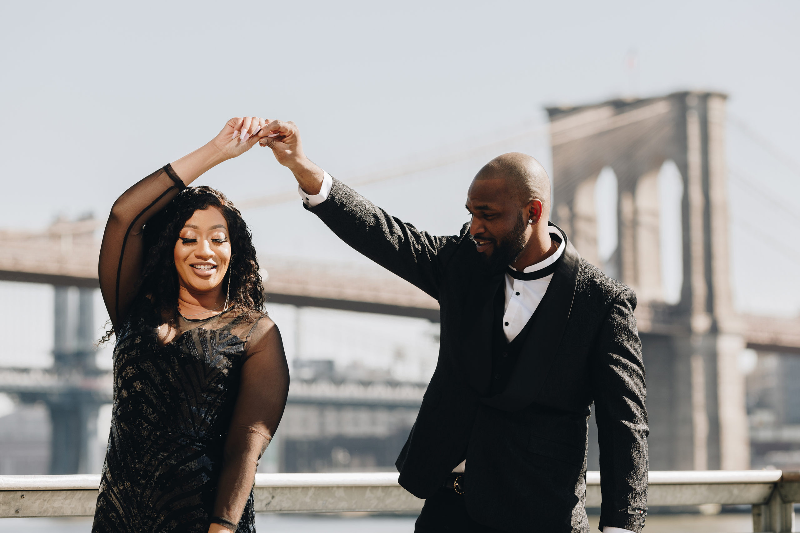 Eye-catching Wintery South Street Seaport Engagement Photography
