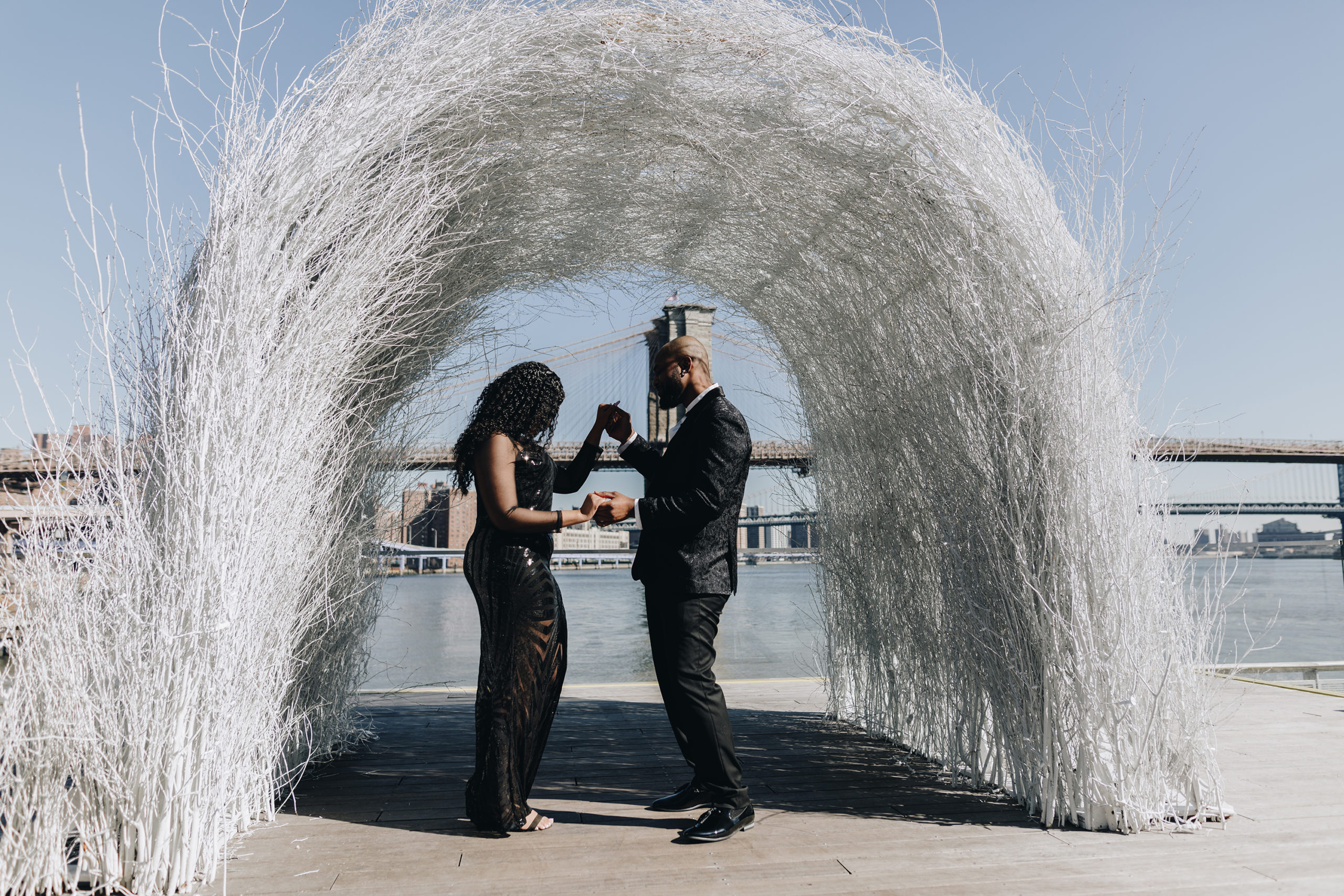 Scenic Wintery South Street Seaport Engagement Photography